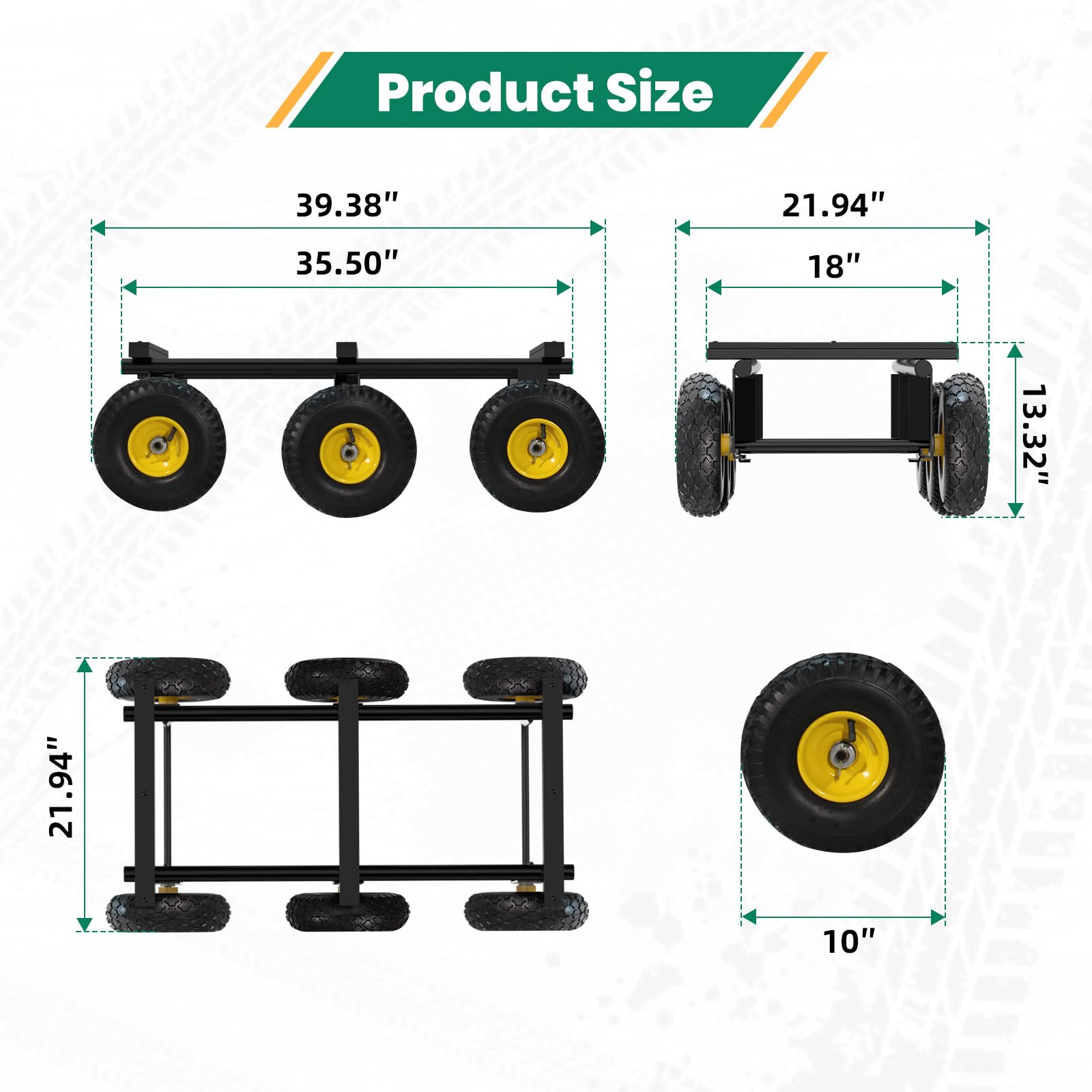 Heavy Duty 6 Wheel Dolly - 1300 lbs Capacity -2 Heavy Duty 6 Wheel Dolly - 1300 lbs Capacity -2