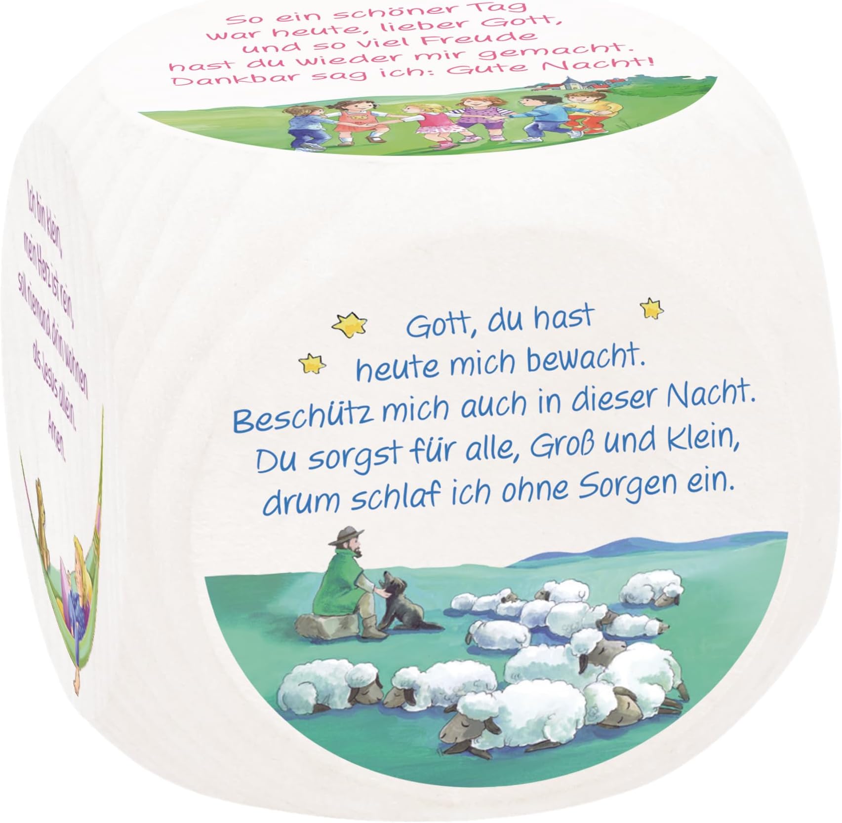 Butzon & Bercker Prayer Cube with Evening Prayers - Good Night Little Treasure 6 Popular Evening Prayers for Kids Lovingly Designed Wooden Cube Ideal Christian Gift