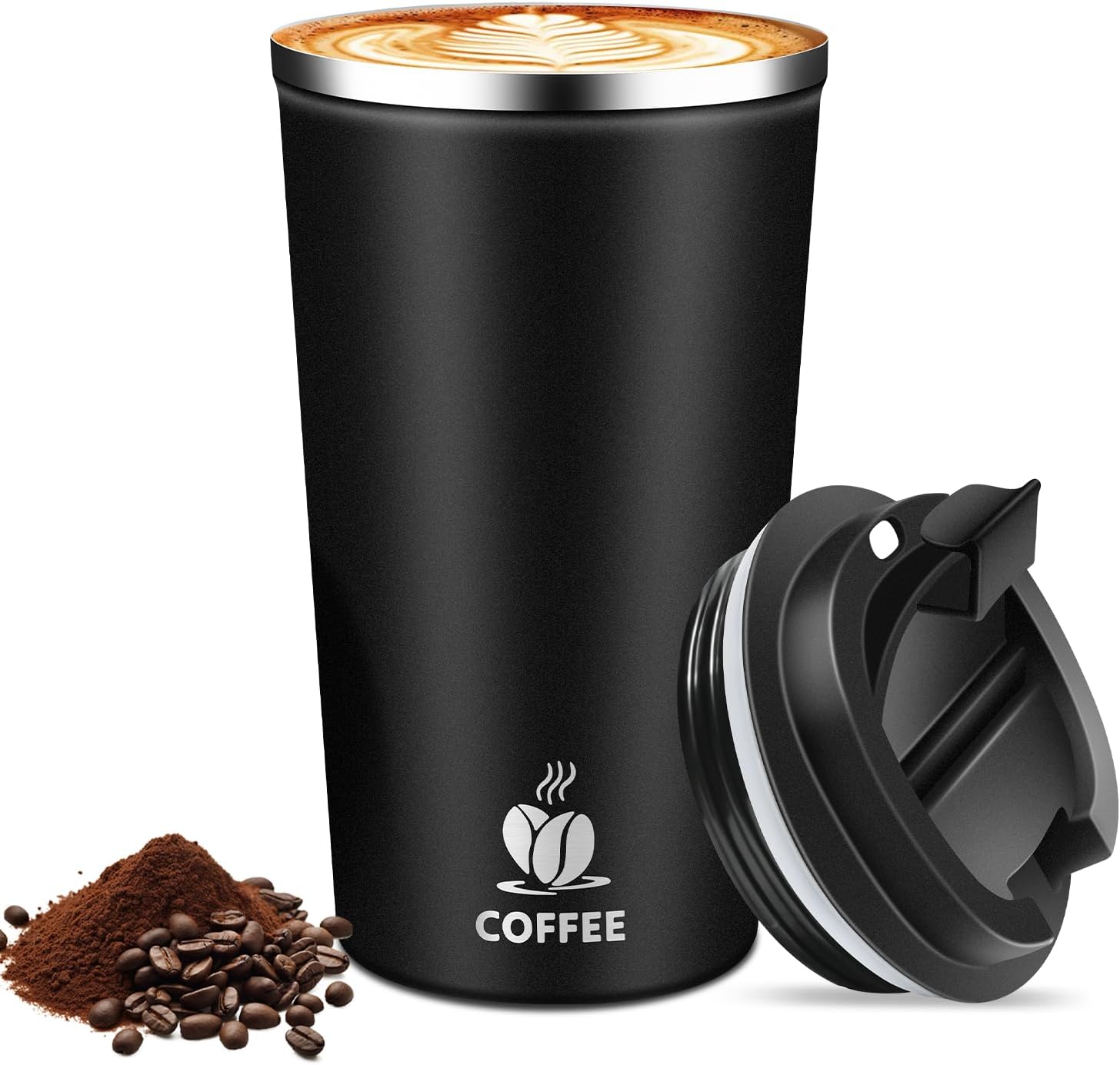 17oz Insulated Travel Coffee Mug with Flip Lid – Leakproof Stainless Steel Insulated Coffee Tumblers, Portable Thermos Cup for Hot & Cold Drinks, Perfect for Camping & On-the-Go