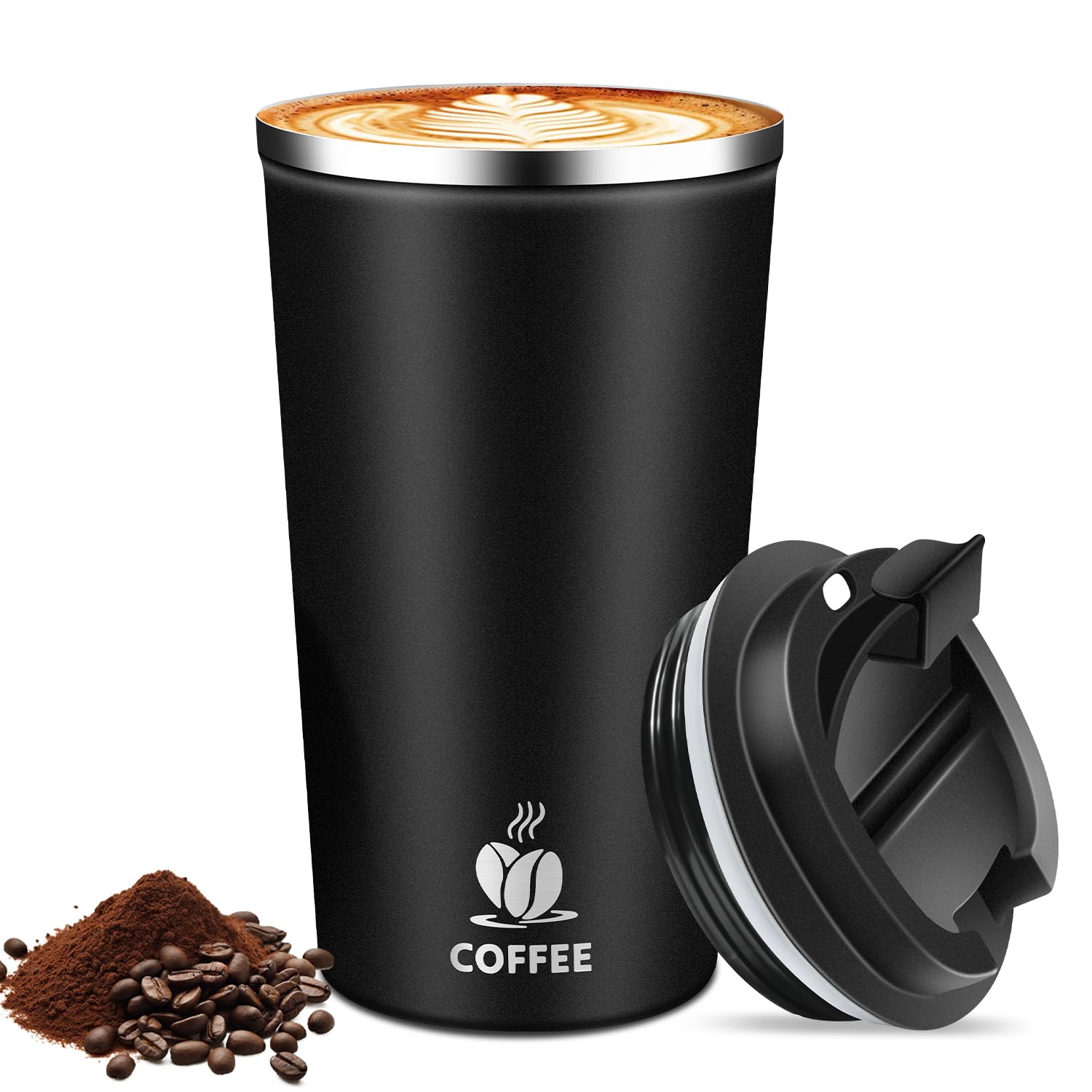 Hwawhin 17oz Insulated Travel Coffee Mug with Flip Lid Leakproof Stainless Steel Insulated Coffee Tumblers Reusable Coffee Cup