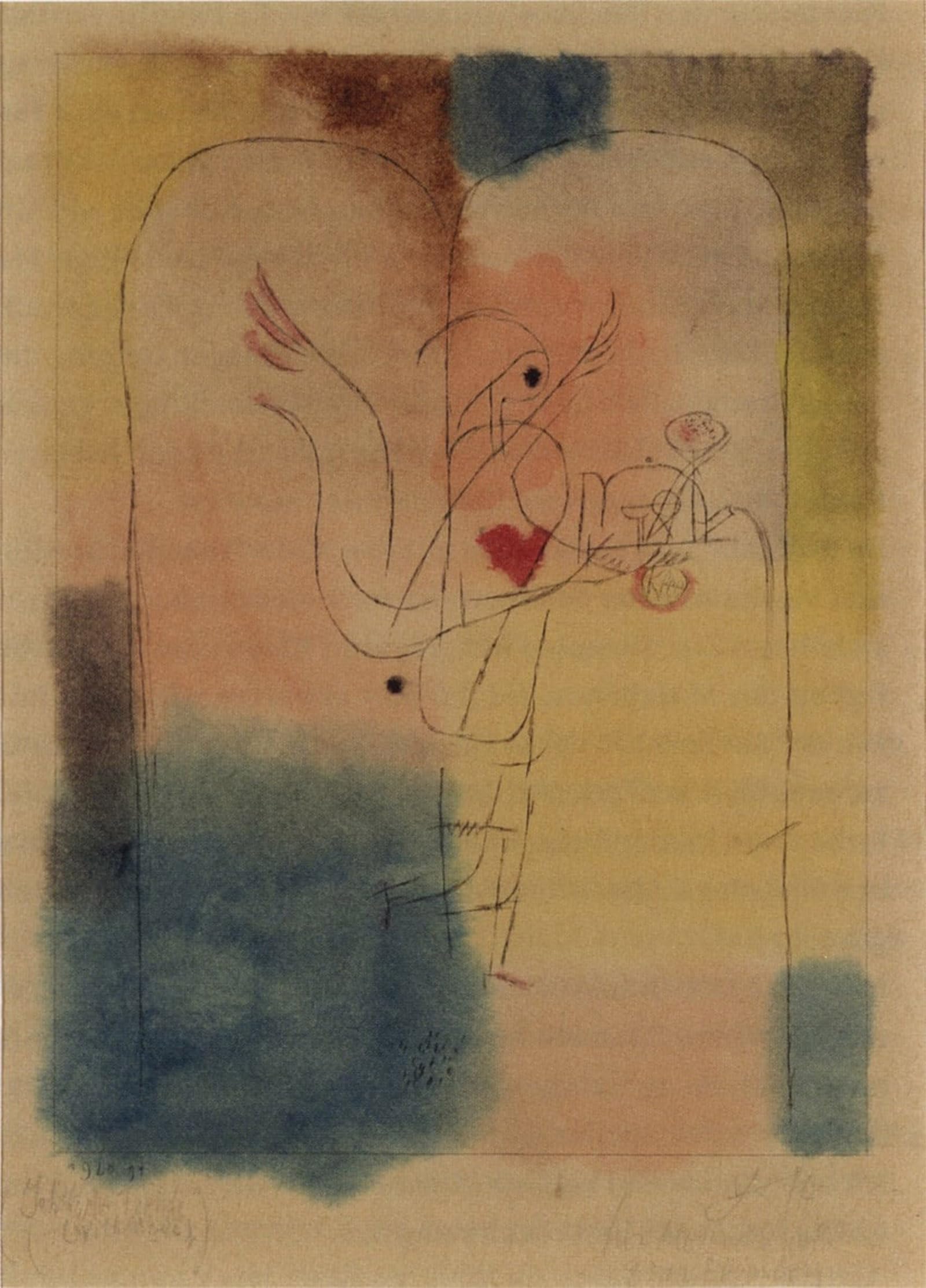 ARTXLXXBN Famous Art Print Poster Vintage Wall Art Angel brings the desired by Paul Klee Canvas Art Poster for Home Decor 60x90cm