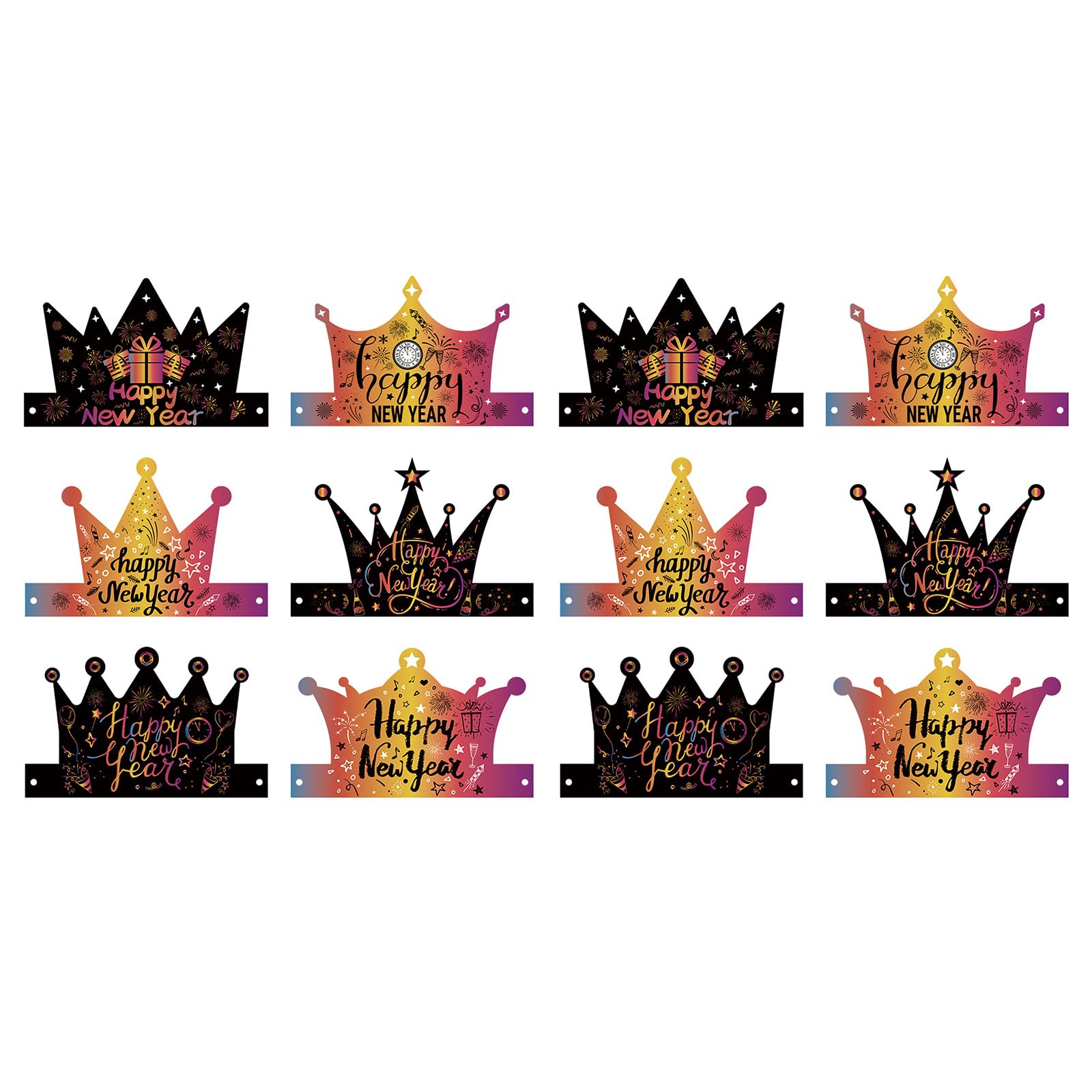 Jazuaiao 12Pieces Happy New Year Party Hat Colored Paper Hat New Year Party Supplies for Family and Friend Festival Celebration Festival Celebration