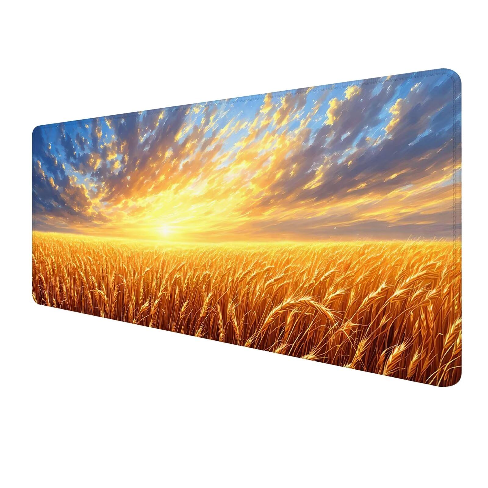 Tapis de Souris XXL 1200 x 500 mm,Paysage Tapis de Souris Gamer Imperméable,Tapis de Souris Champ de blé,Tapis Souris Bords Cousus,Base en Caoutchouc Antidérapante,Mousepad pour Maison Bureau S-506