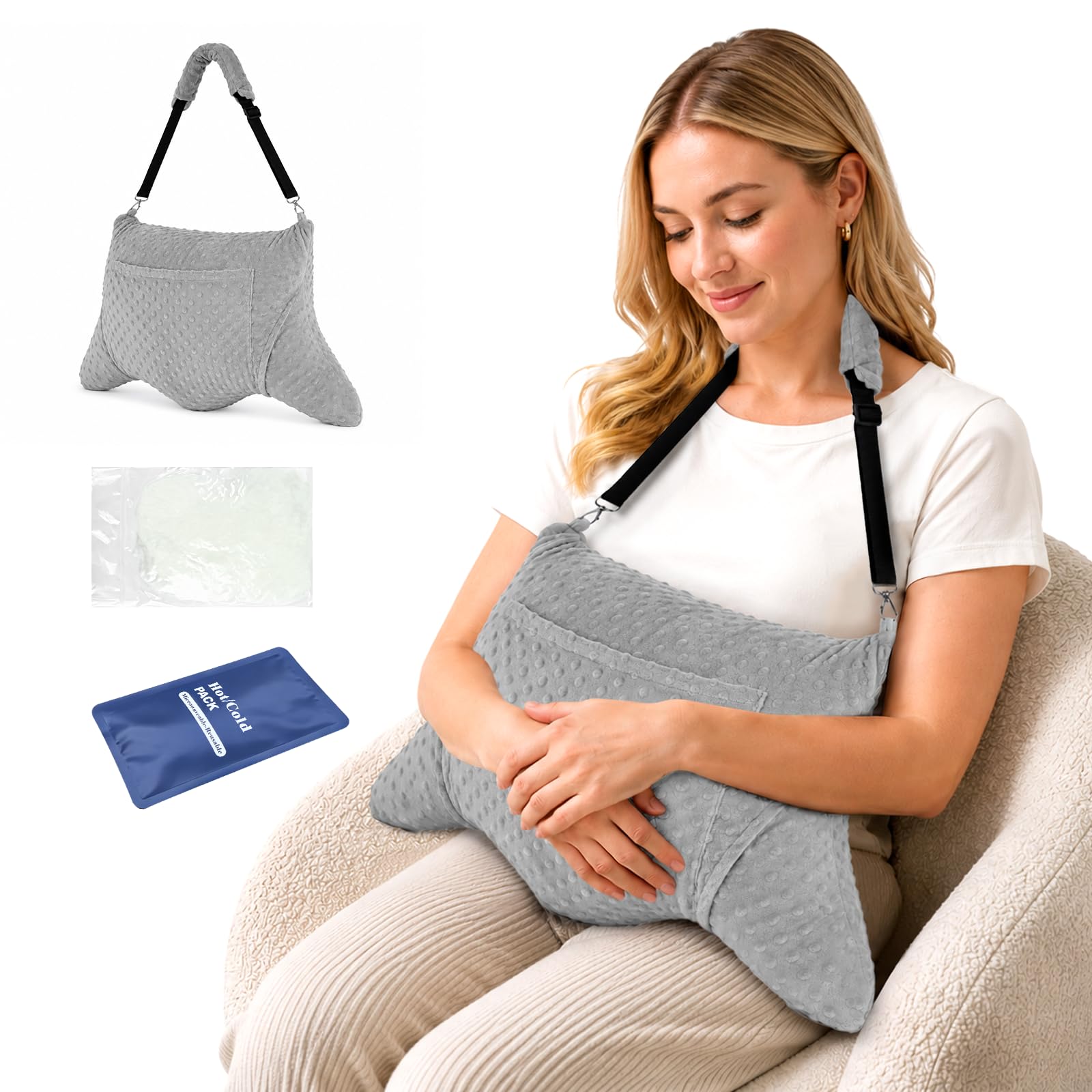 Wuronsa Hysterectomy Recovery Pillow, Abdominal Surgery Pillow, Light Grey