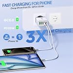Adaptateur de prise de voyage européenne, 40W 4 Port USB C Chargeur européen PD 20W QC 3.0 Europe USB C Bloc chargeur US à l'adaptateur de prise Europe pour iPhone 16 15 14 13 12 11 Plus Pro Max XS X 8, Galaxy, Android