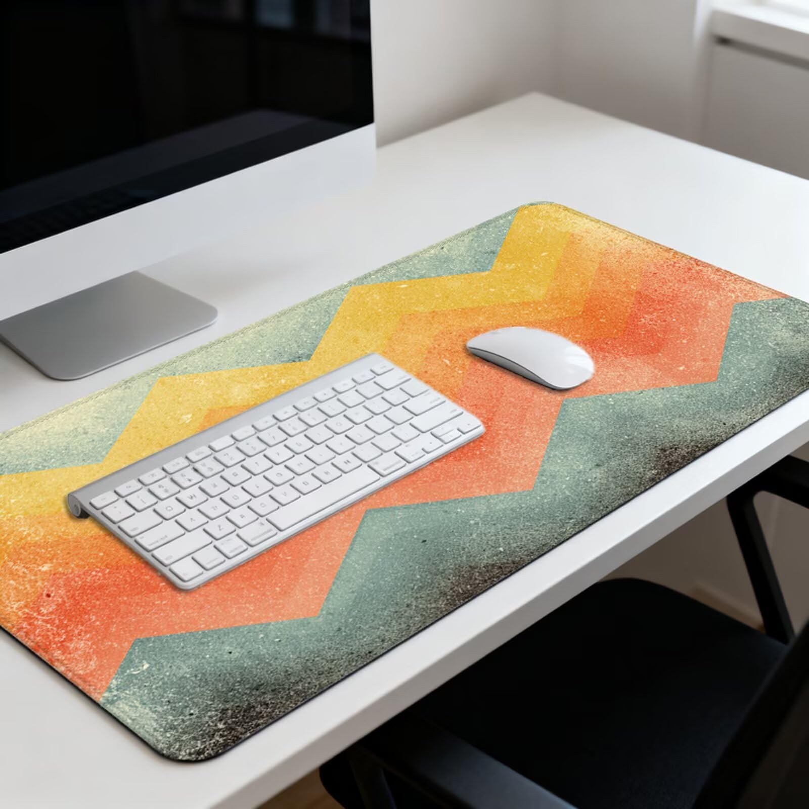 Pomarańczowa podkładka pod mysz XXL 1000 x 500 mm abstrakcyjna podkładka pod mysz biurko z wodoodporną powierzchnią i antypoślizgową podstawą, podkładka pod mysz do biura, komputera, poprawia
