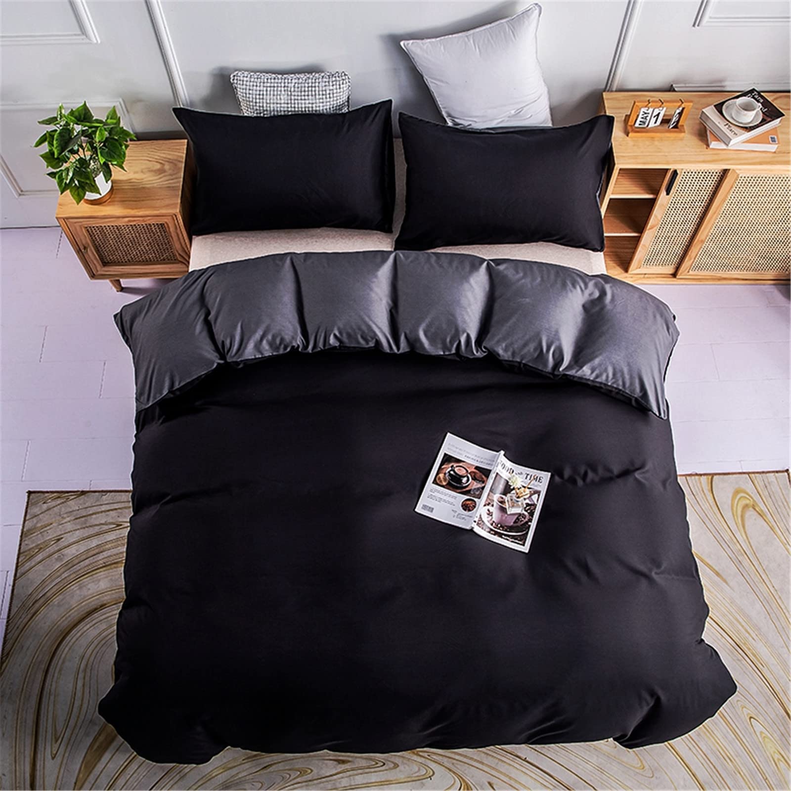 Odot 3 Pezzi Set Biancheria da Letto, Tinta Unita Set di Biancheria da Letto con Copripiumini e 2 Federe 48x74cm, Set Copripiumino per Singolo Matrimoniale King (150x200cm,Colore Arancia