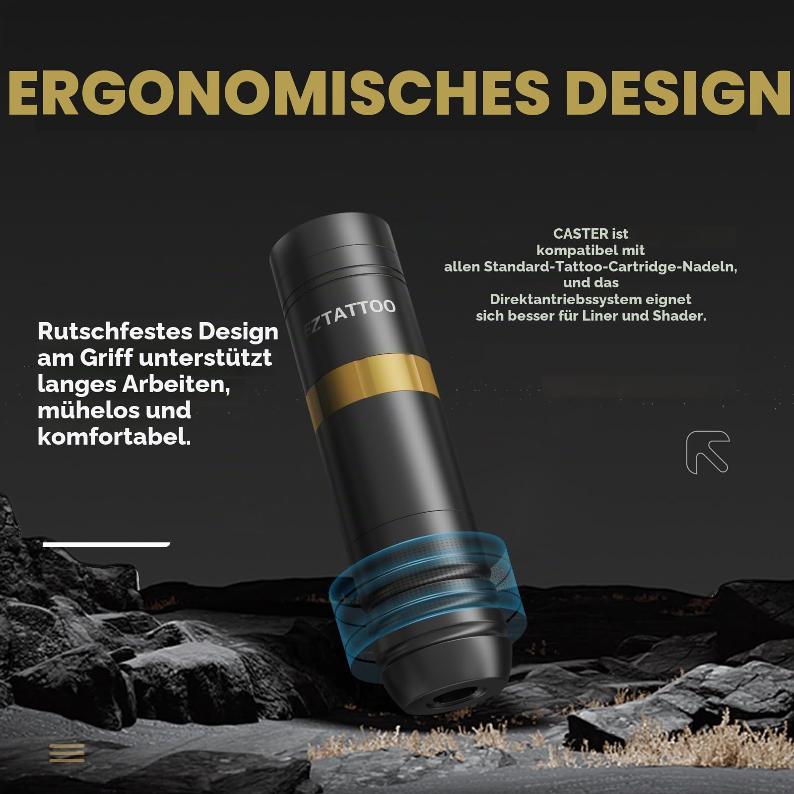 Maschine - Drahtlose Rotations Pistole mit 1500mAh Akku Stromversorgung für Anfänger und Künstler (Caster Goldene)