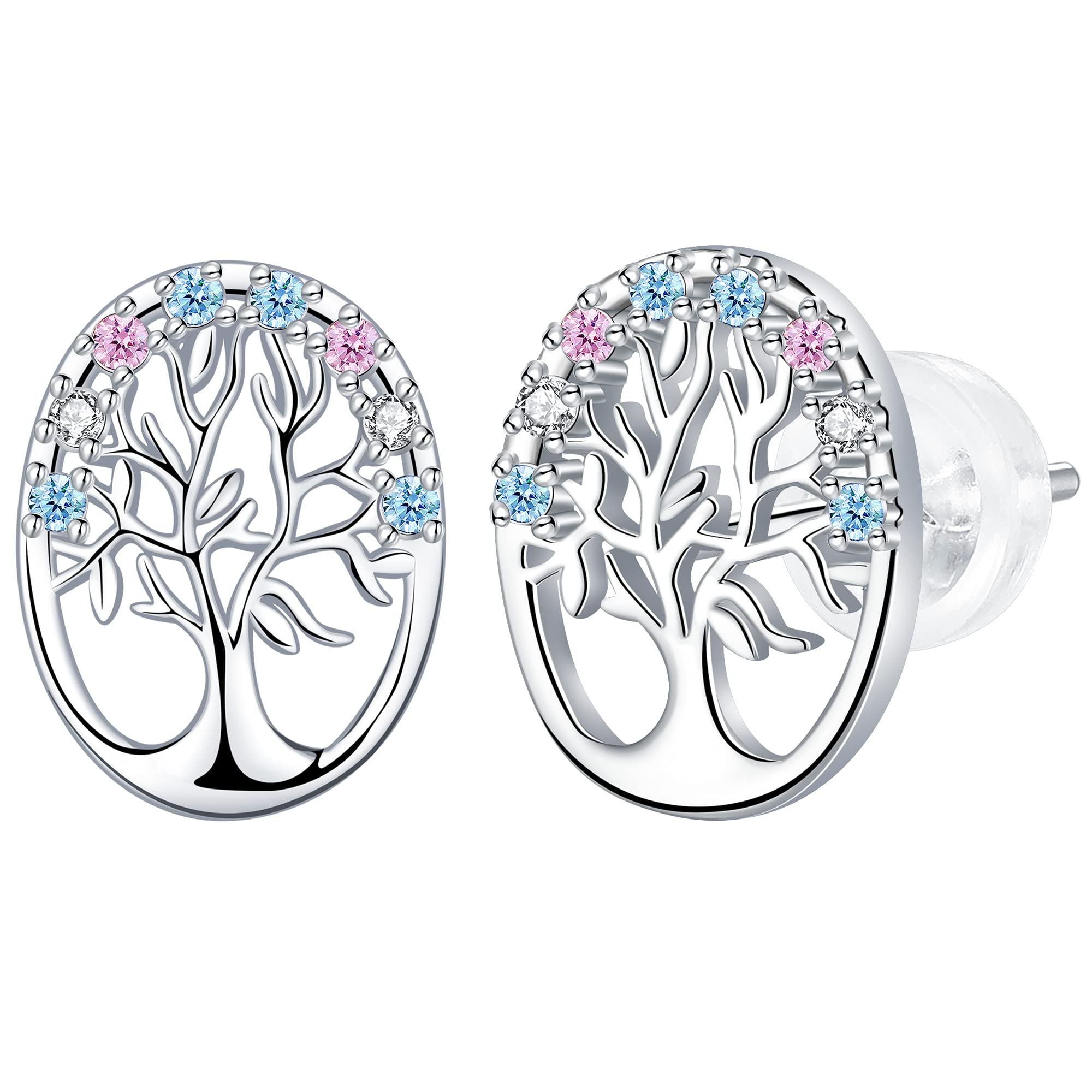 J.MUENÁrbol de la vida Pendientes Mujer Plata de Ley 925 con Caja de Regalo– Regalo Ideal para Ella