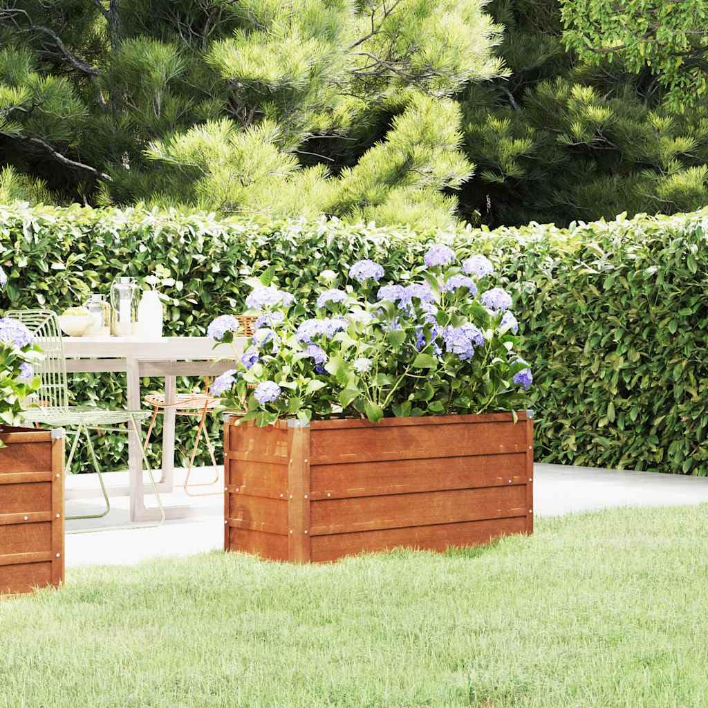 Potager surélevé 100x40x45 cm en Acier corten rouillé, jardinière Haute Robuste sans Fond pour Balcon, terrasse et Jardin, bac Potager extérieur Authentique Style Industriel