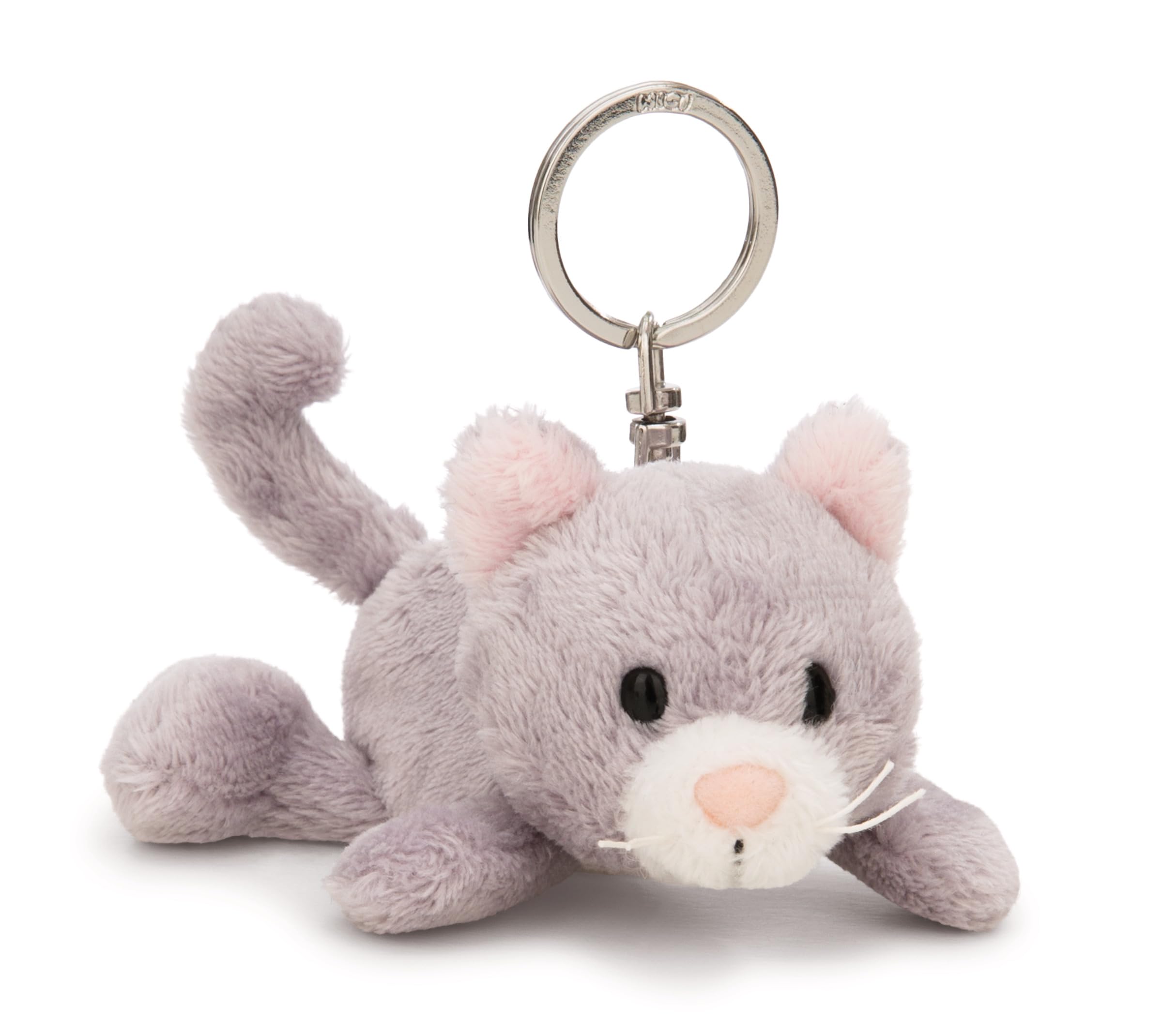 NICI Cat Keyring 10 cm, Grey, Loyal Companion for Backpack or Bag, Key Holder for Kids and Adults, 62133