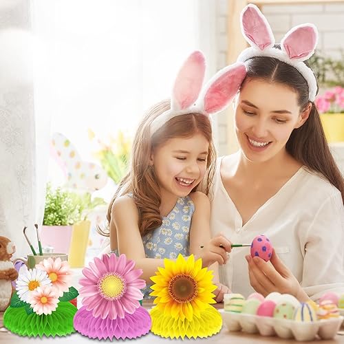 Miniatura 4 de 10 piezas de girasol panal centro de mesa, decoración de otoño, verano, primavera, cumpleaños para mujeres, niños, oficina, aula, fiesta de