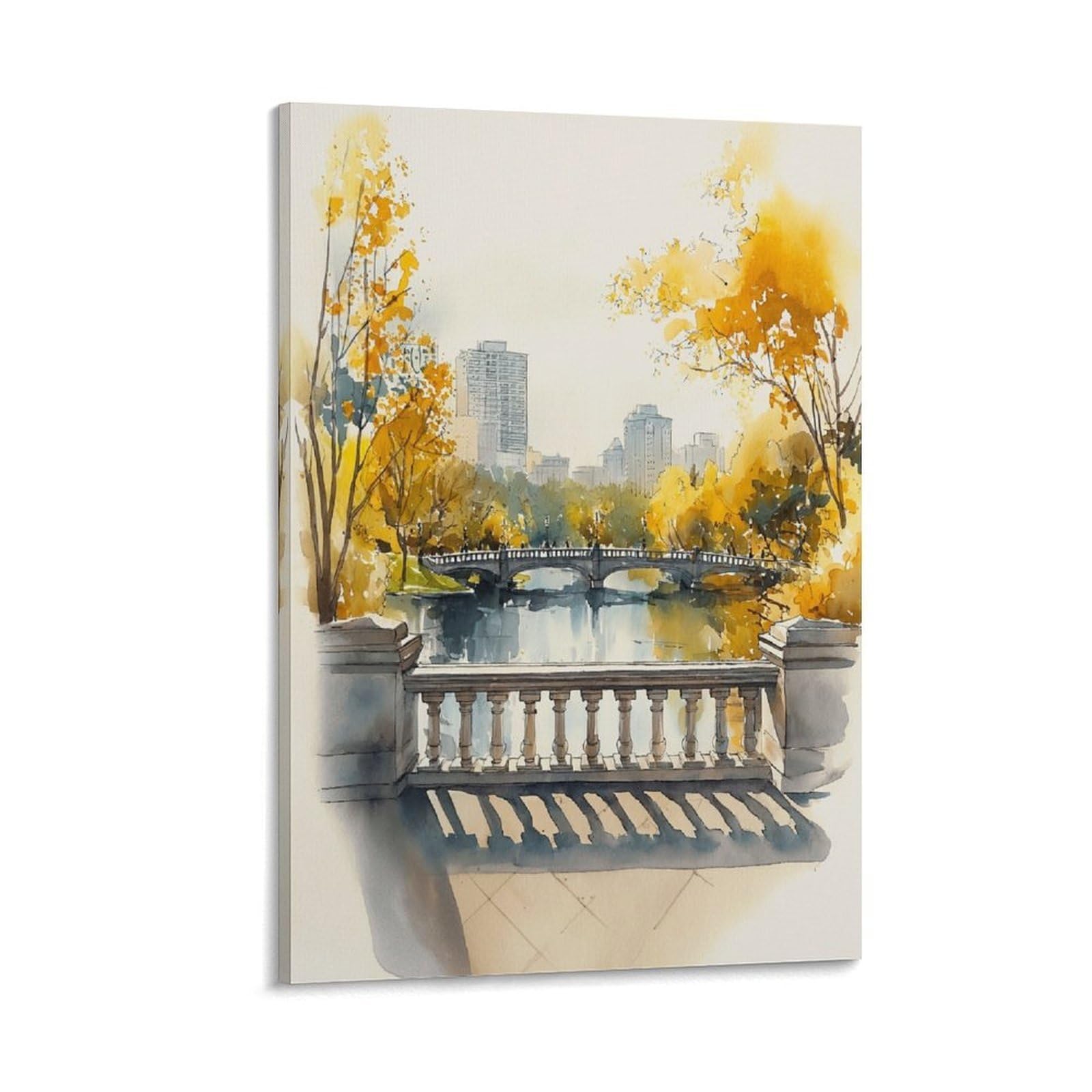 XWYMXZ Lake Eola Park Minimalist 20x30inch(50x75cm) Vintage Travel Poster Watercolor Canvas Art