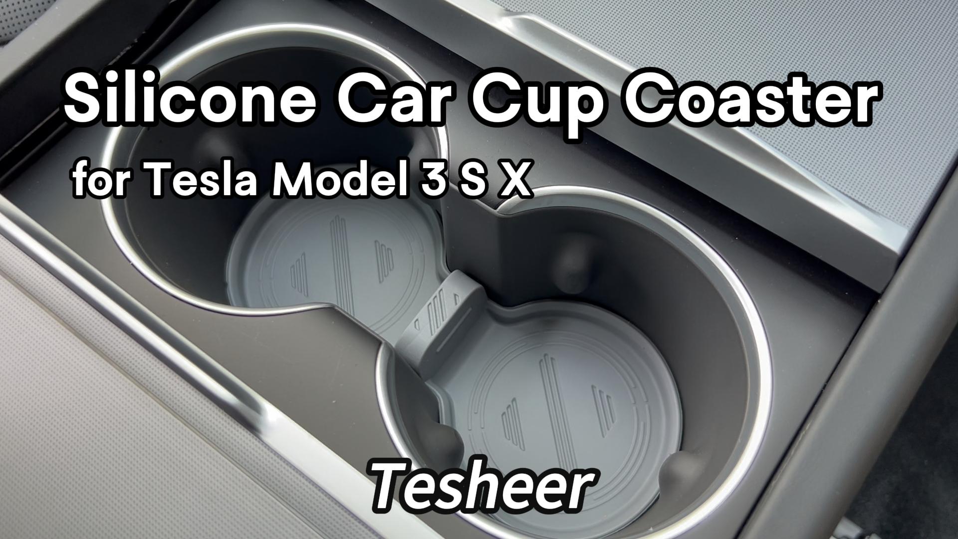 Portavasos de silicona para Tesla Model 3 2024 gris miniatura 7