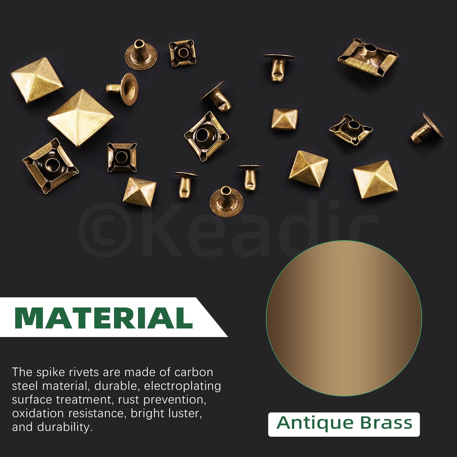 Keadic 300Pcs Bronze Punk Spike Studs Assortment Set including Plastic Case - Image 3