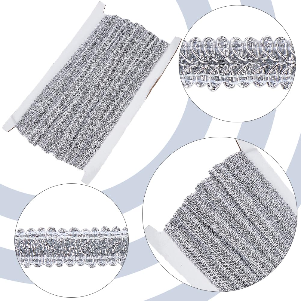 Nastro In Pizzo Argentato Con Dettagli Colorati – Treccia Metallica 17mm X 27m – Per Decorazioni Fai Da Te E Sartoria