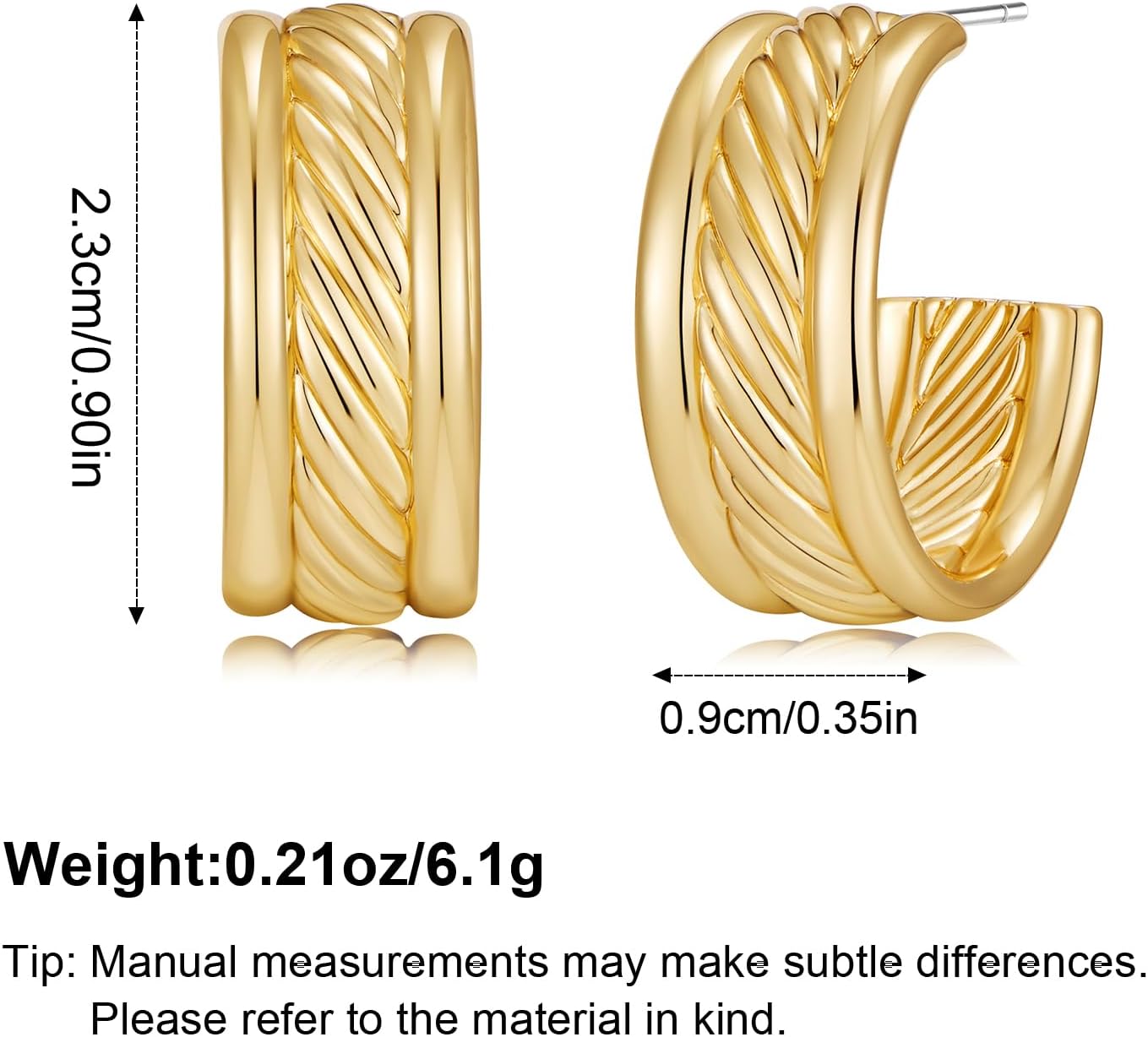 Two Tone Hoop Earrings for Women Silver and Gold Plated Twisted Cable Open C Hoops Chic Hypoallergenic Earring Mixed Metal Jewelry - Image 6