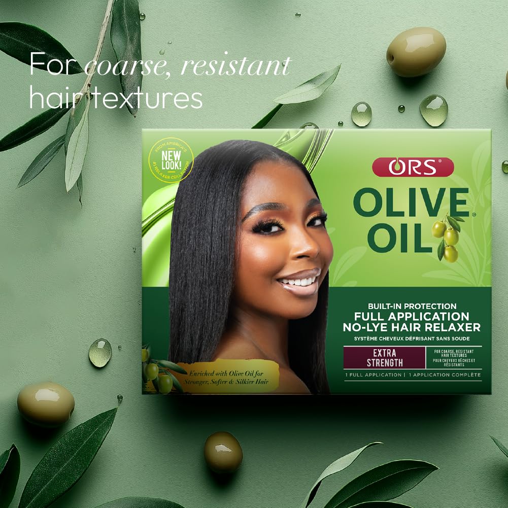 ORS Olive Oil Built-In Protection Full Application No-Lye Hair Relaxer Extra Strength (Pack of 4)