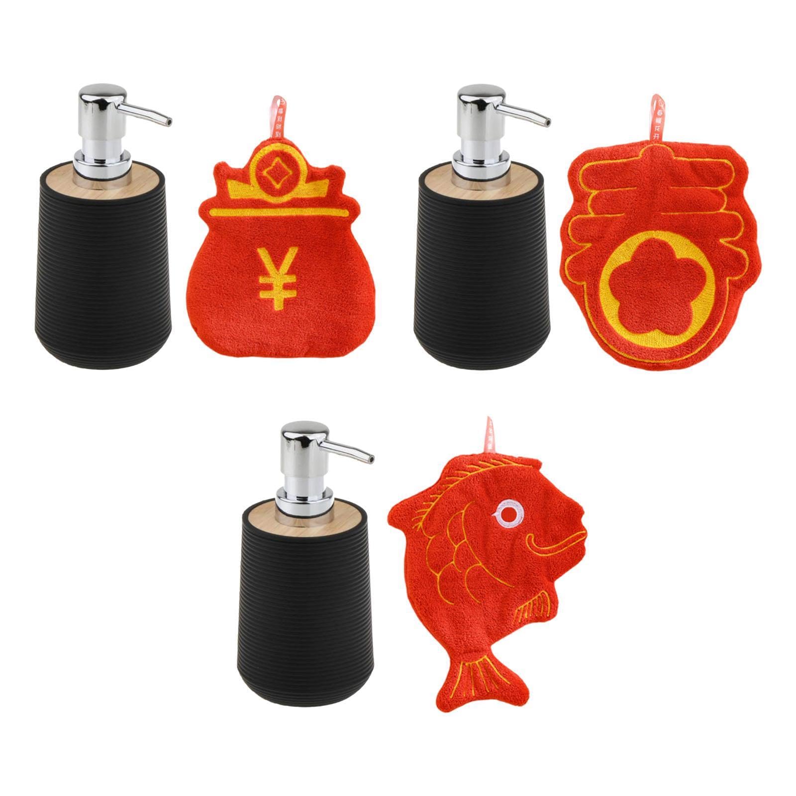 Soap Dispenser with Towel Stylish Lotion Pump Bottle for Home Vanity Kitchen Black Luck Bag-image-16