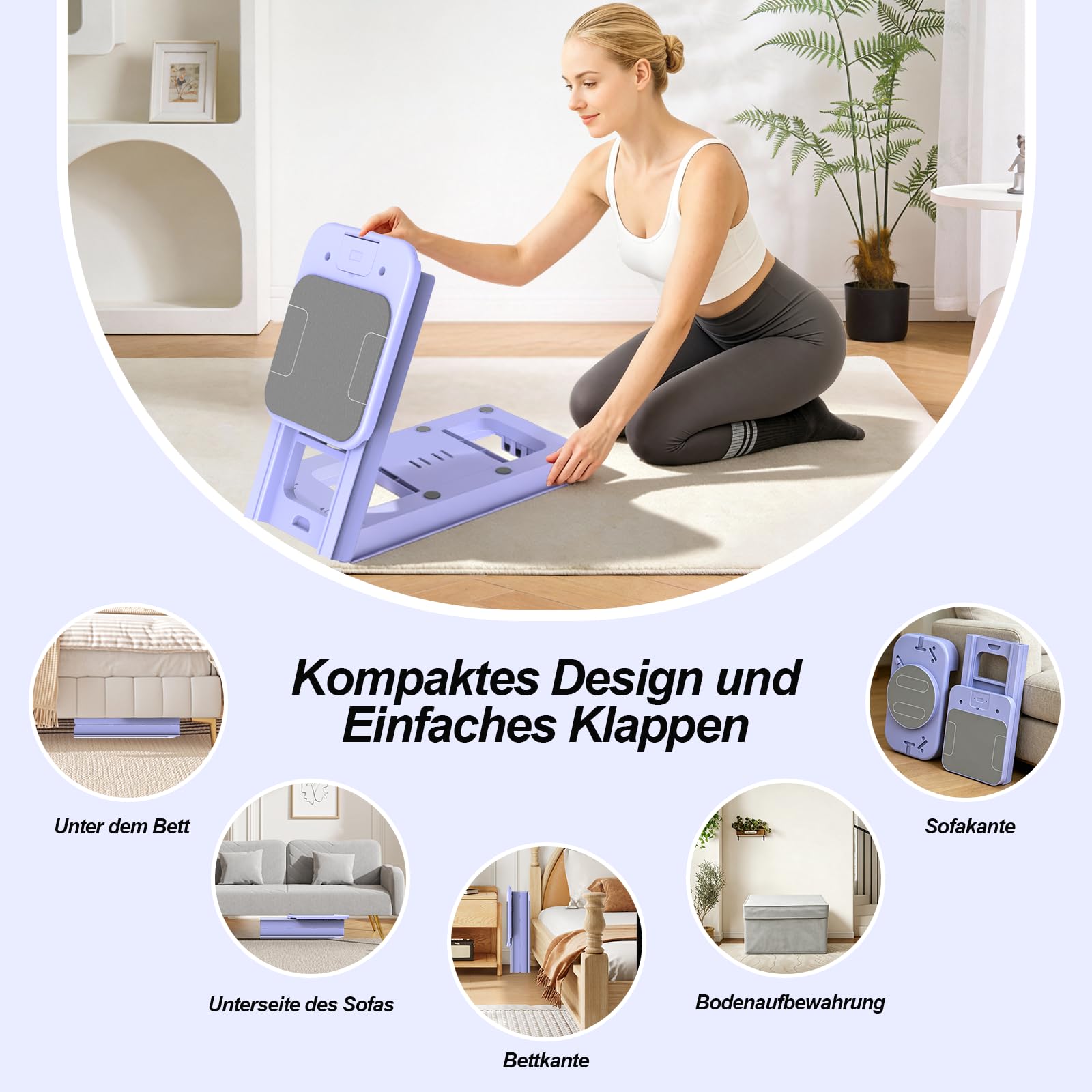 Pilates Reformer Pieghevole per Casa, Multifunzione Tavola da Pilates, Mini Kit Pilates con Rimbalzo Automatico, Corda Elastica, Sercizi Addominali&Allenamento Completo, Home Gym