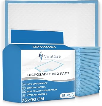 15 x Incontinence Bed Pads | Bed Protectors For Incontinence | Large Size 75x90cm | Maternity Bed Pads | Bed Mats Disposable | Incontinence Bed Sheets | 1 Pack of 15