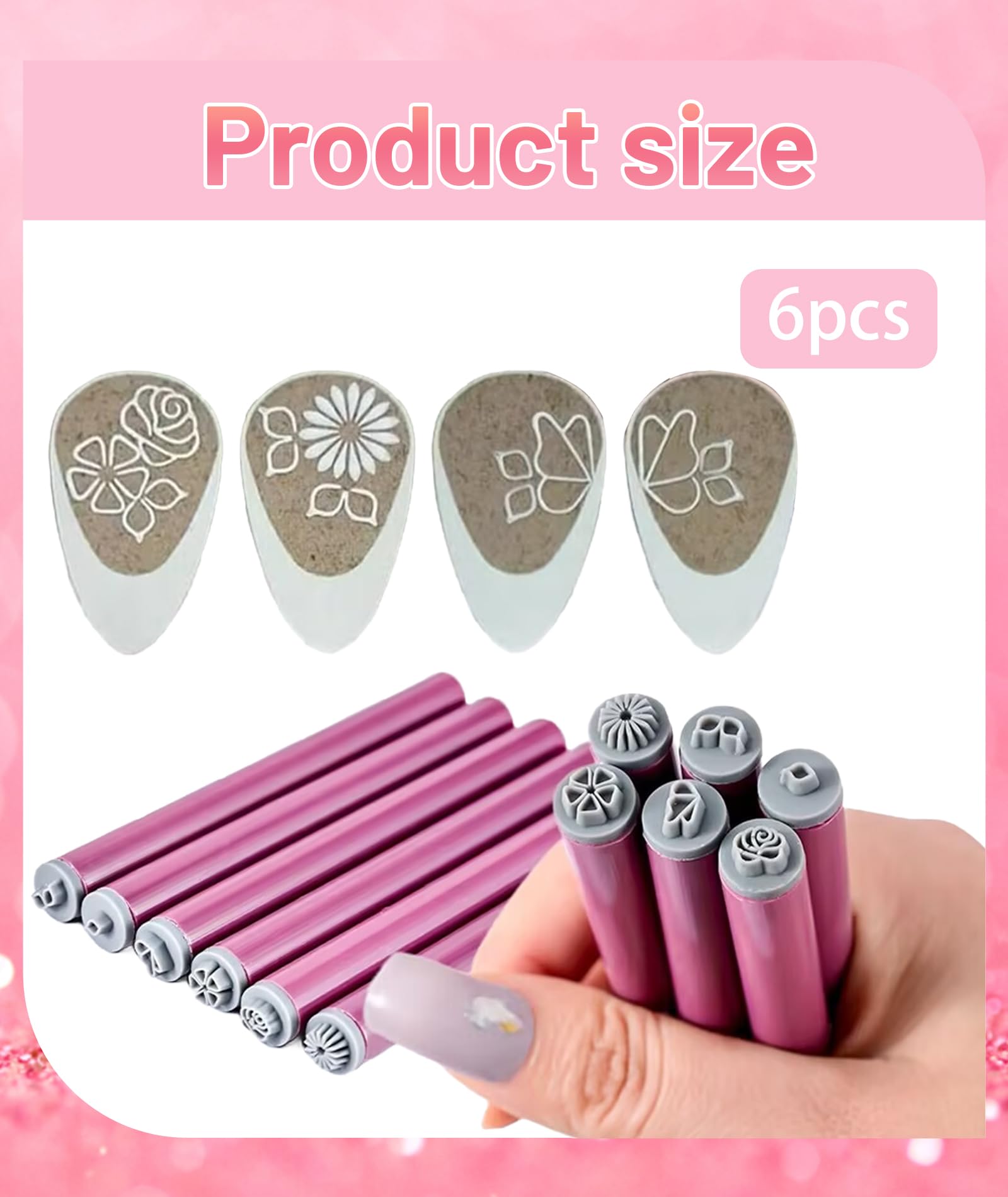 6 PCS Nail Art Kit for Women, Nail Art Set for Girls 6-15, Nails Stamping Kit with Creative Patterns, DIY Manicure Tools for Home Nails Design 1