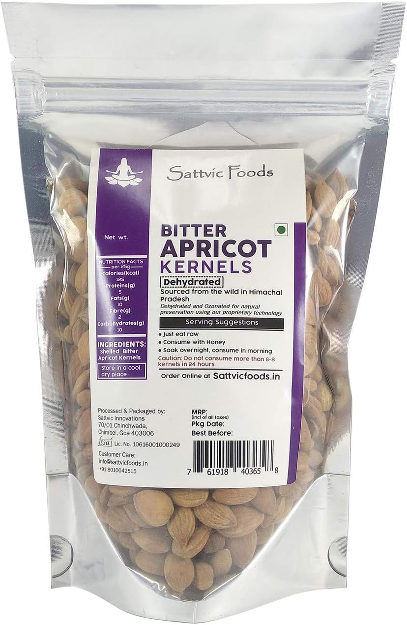 Sattvic Foods Wild Bitter Apricot Kernels, 250g