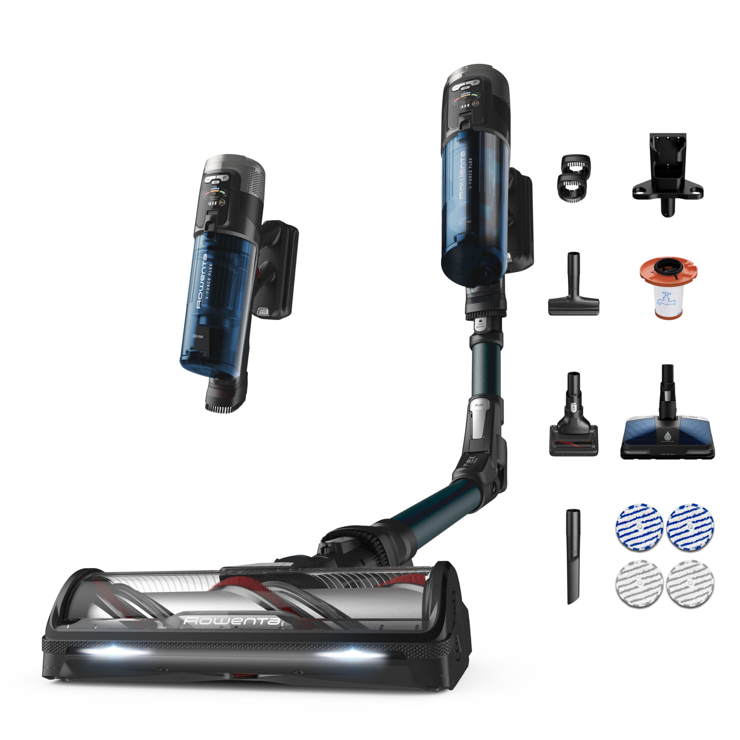 Aspirateur balai laveur sans fil Rowenta X-Force Flex 13.60 Animaux RH9AD1WO 380 W Bleu