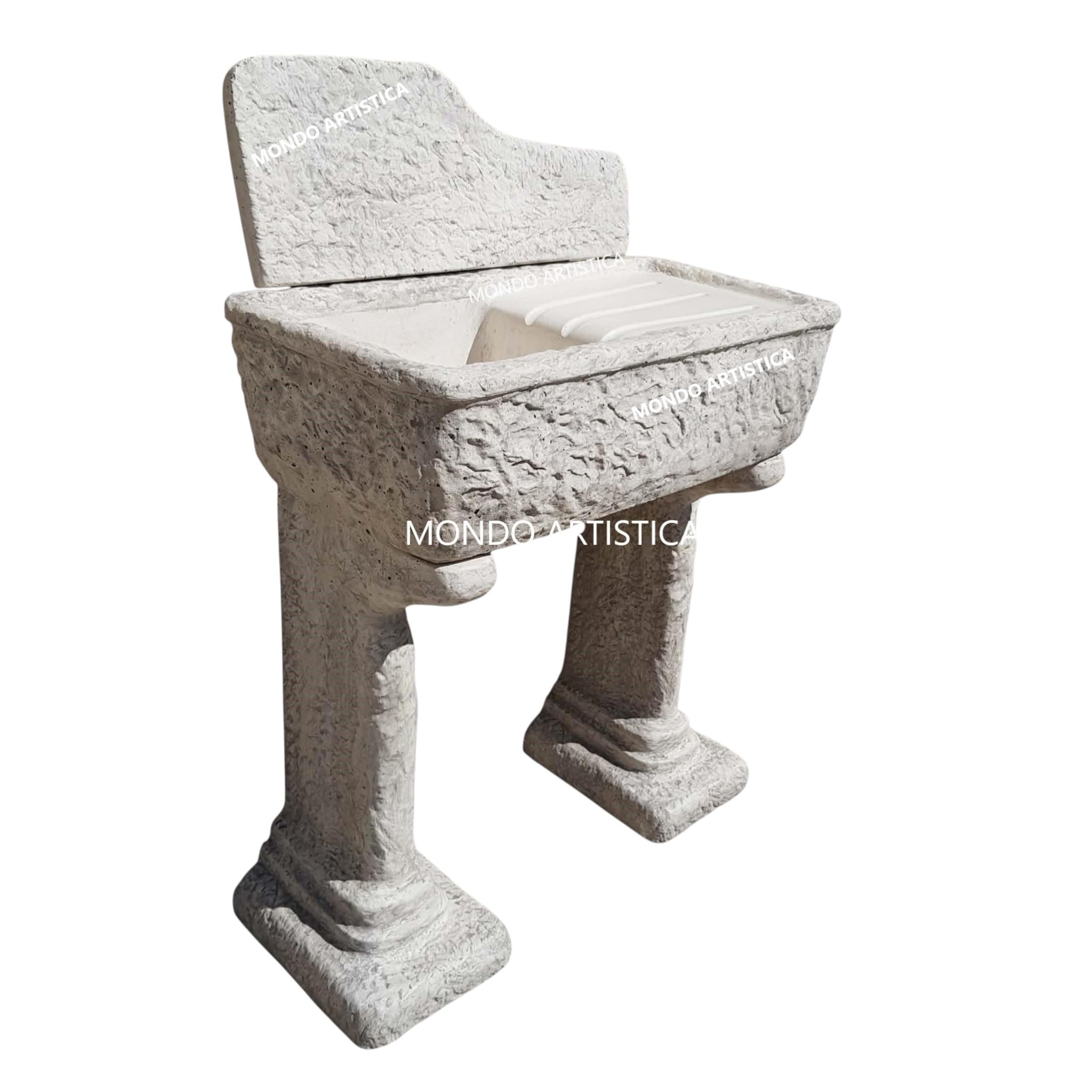 LAVANDINO LAVABO VASCA PILOZZO FONTANA PER CUCINA DA ESTERNO GIARDINO IN CEMENTO MARMO ALTEZZA 113 CM
