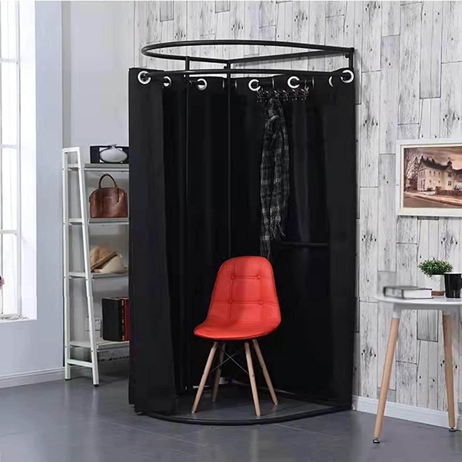SIAMZYWV Changing Room Detached Fitting Room with Shading Curtain Dressing Room for Shopping Center Clothing Store Portable Metal Changing Room Privacy Space