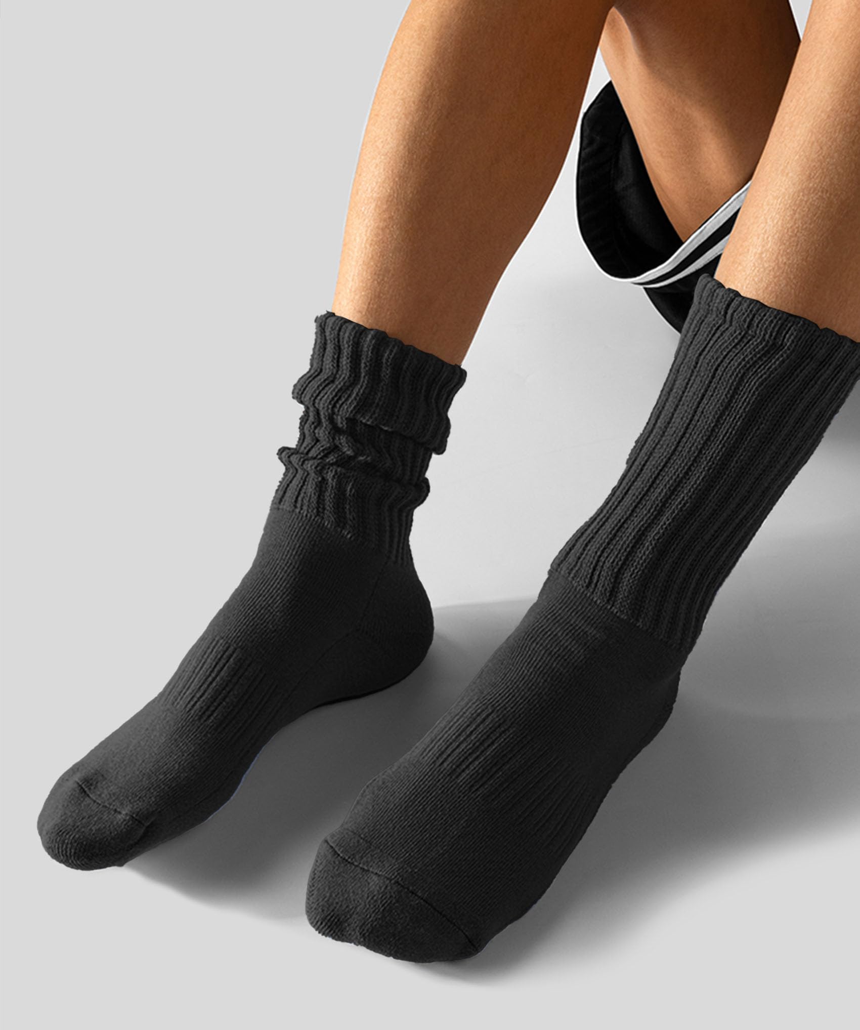 AugRing Lot de 3 paires de chaussettes mi-mollet rétro en coton uni pour femme - Taille 38-45