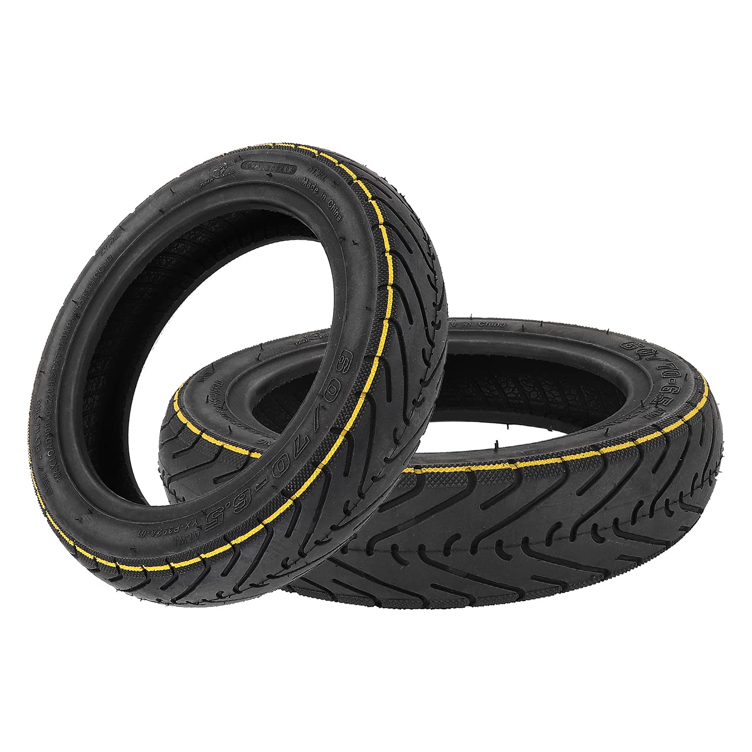 60/70-6,5 Pneu Tubeless avec Valve pour Segway Ninebot Max G30 / G30E / G30LP, pour Xiaomi 5/5 Pro/5 Max Trottinettes électriques, 10 Pouce Pneu Sous Vide (2 Pièces)