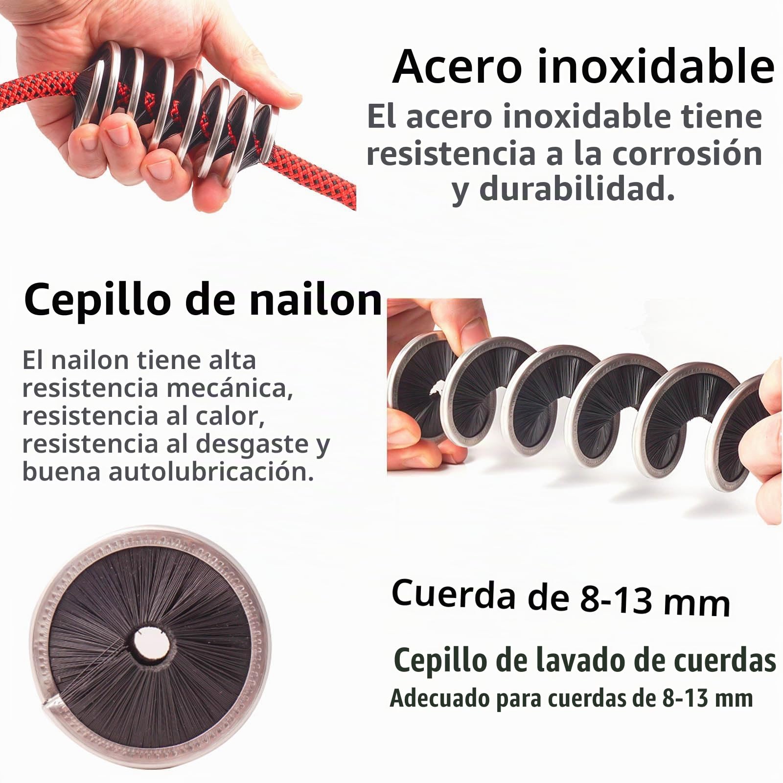 OUKENS Cepillo de Limpieza de Cuerda, Cepillo de Cuerda Cuerda de Escalada Limpiador para Roca Aplicable a 8-13 Mm de DiáMetro Equipo de Limpieza de Cuerda