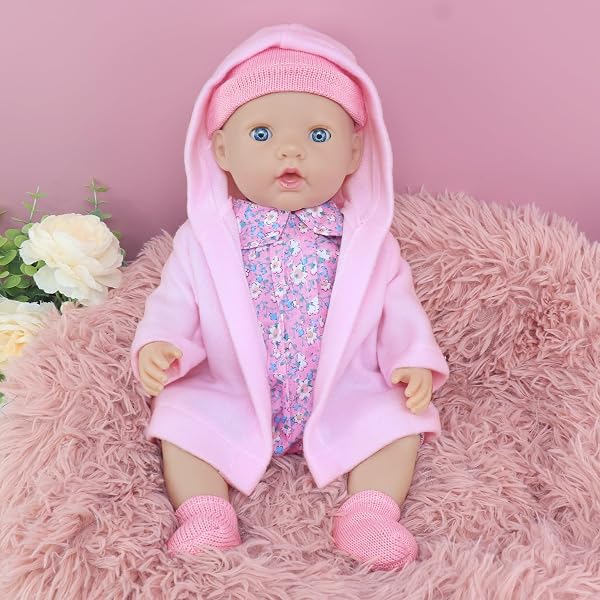 4 Pièces Vêtements et Accessoires pour Poupées pour Poupées 40-45 cm et 16-18 Pouces Inclut Combinaison, Chaussettes,Chapeau,Manteau(poupée Non Incluse) - 3