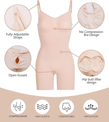 Vista 4 de SHAPERX - Body tipo faja moldeadora para mujer, con control de abdomen, sin costuras, para moldear la cintura, compresión del cuerpo
