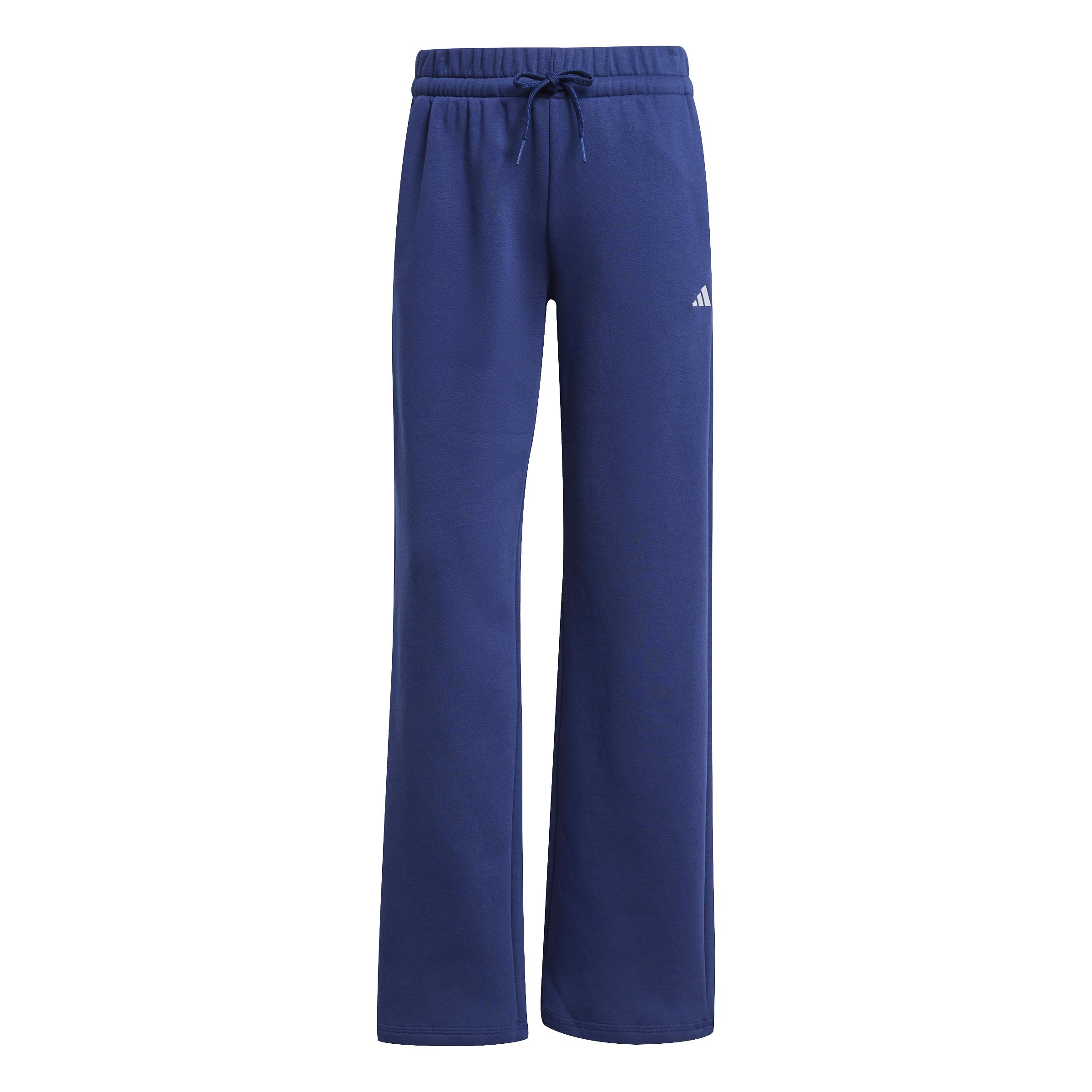 adidas Damen Essentials SMALL Logo Feel Cozy Open Hem Pants, Dark Blue/White, XL Short