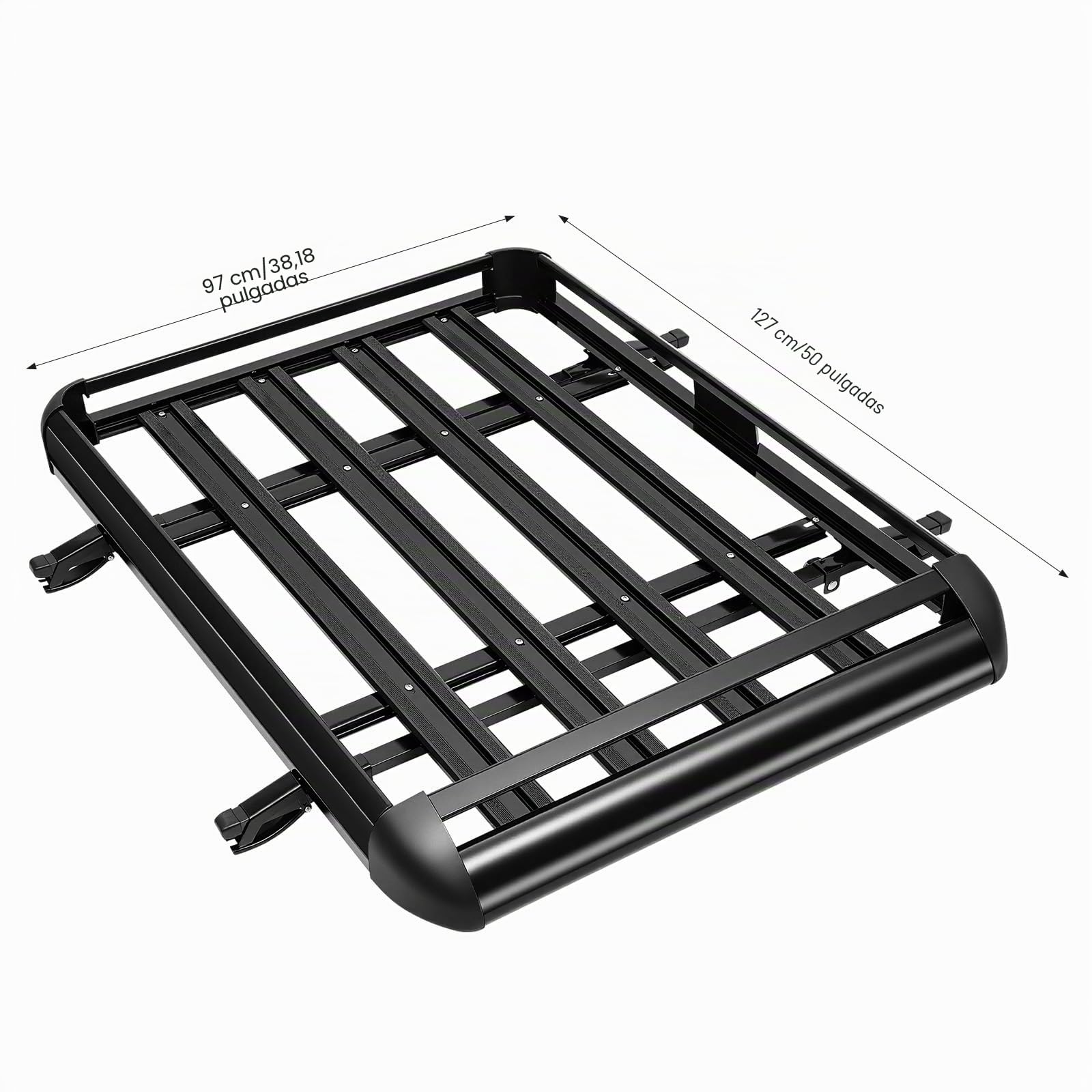 Barras de techo universales, de aluminio ligeras, barras de techo universales para portaequipajes de SUV, hasta 68 kg/150 lbs, tamaño del soporte de techo 127 x 97 cm