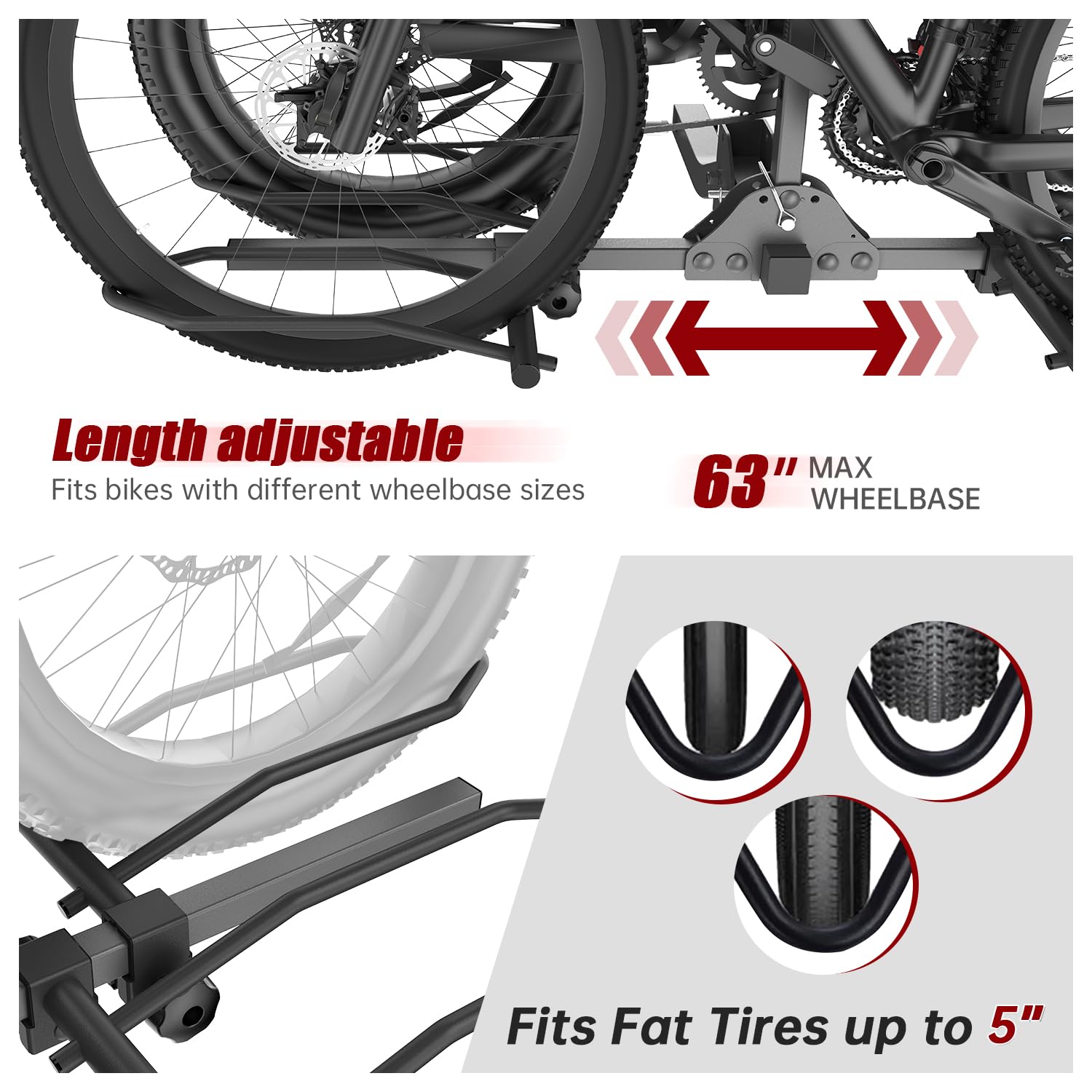 Bike Rack for Car & SUV - 2'' Hitch or Trucks/RV | 160lb Heavy-Duty Car Bike Rack, E-Bike & Fat Tire Ready (5'') | Foldable, Tilt-Away, Anti-Rattle Lock, No Extra Tools Needed