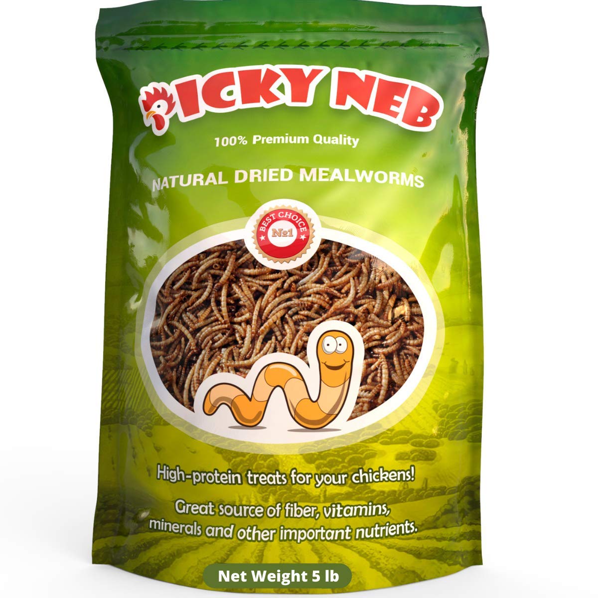 PICKY NEB 100% Non-GMO Dried Mealworms 5 lb - Whole Large Meal Worms Bulk - High-Protein Treats Perf