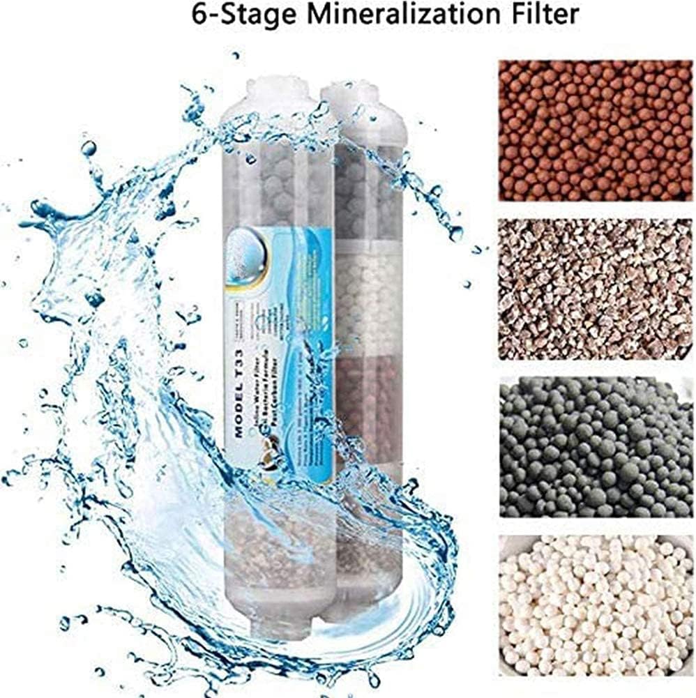 RYTM T33 4 in 1 Mineralisation Water Filter Increase PH Value,Replacement for Reverse Osmosis Water Filter System with Quick Fittings +Tube+Clamps