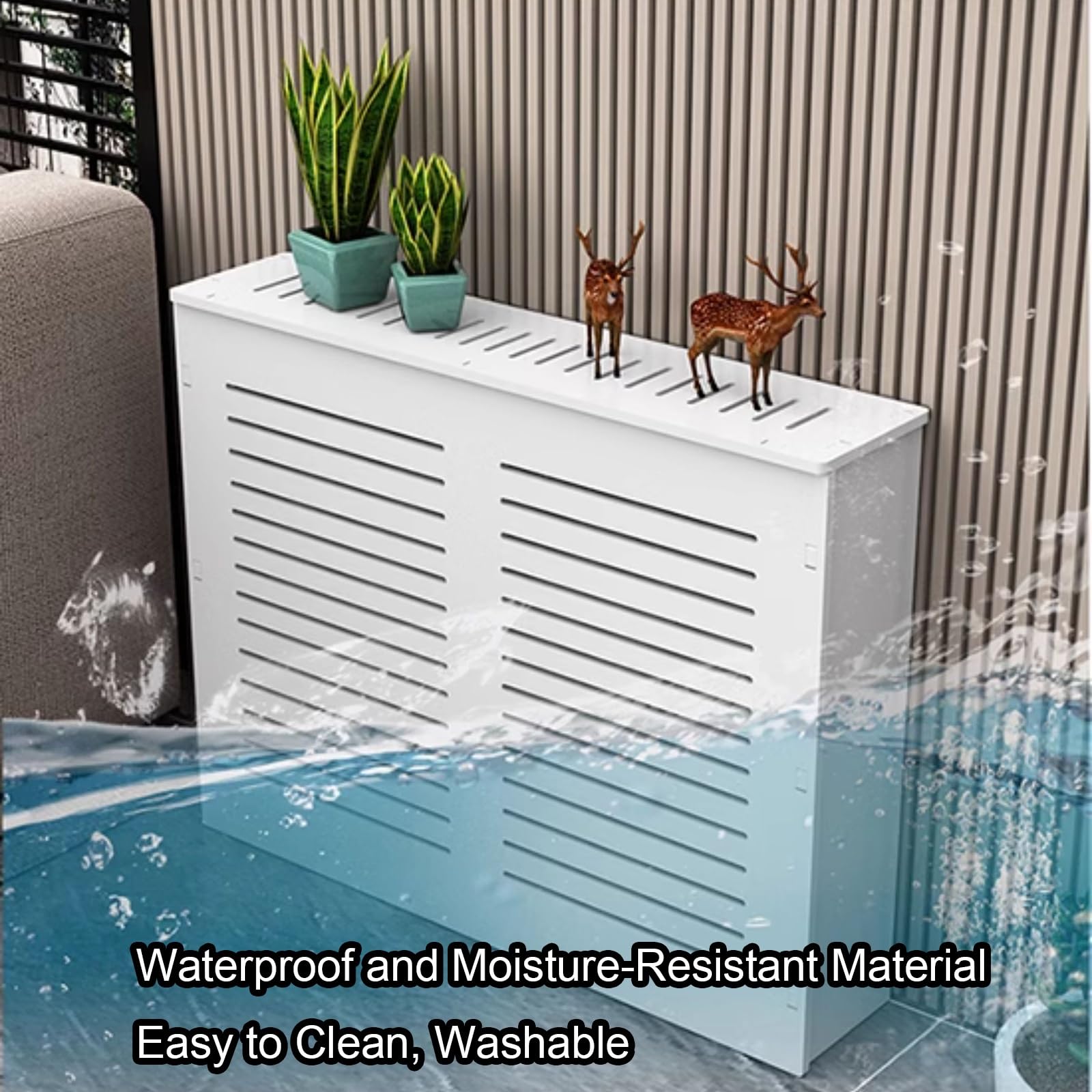 Radiator Cover Heating Cabinet Shelf, Modern Louvered Grill Shelf Cabinet, Radiator Covers for Home, Punch-Free Installation, Shielding Storage Design(60x80x15cm/24x31x6in)
