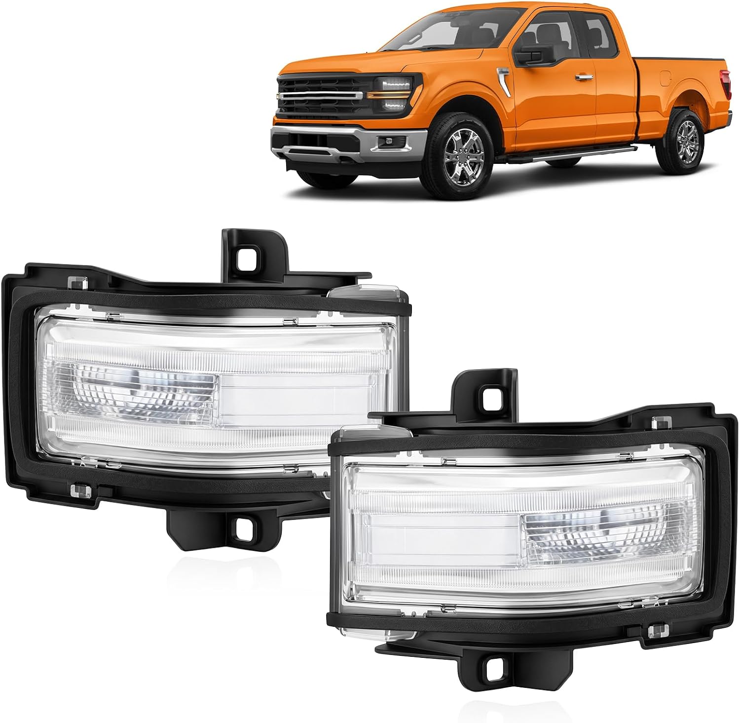 Tow Mirror Turn Signal Light Pair Driver & Passenger Side Compatible with 2015-2024 Ford F150 F250 F350 F450 F550 Super Duty, LED Side Mirror Indicator Lamp, Replaces# FL34-13B382-CA FL34-13B381-CC