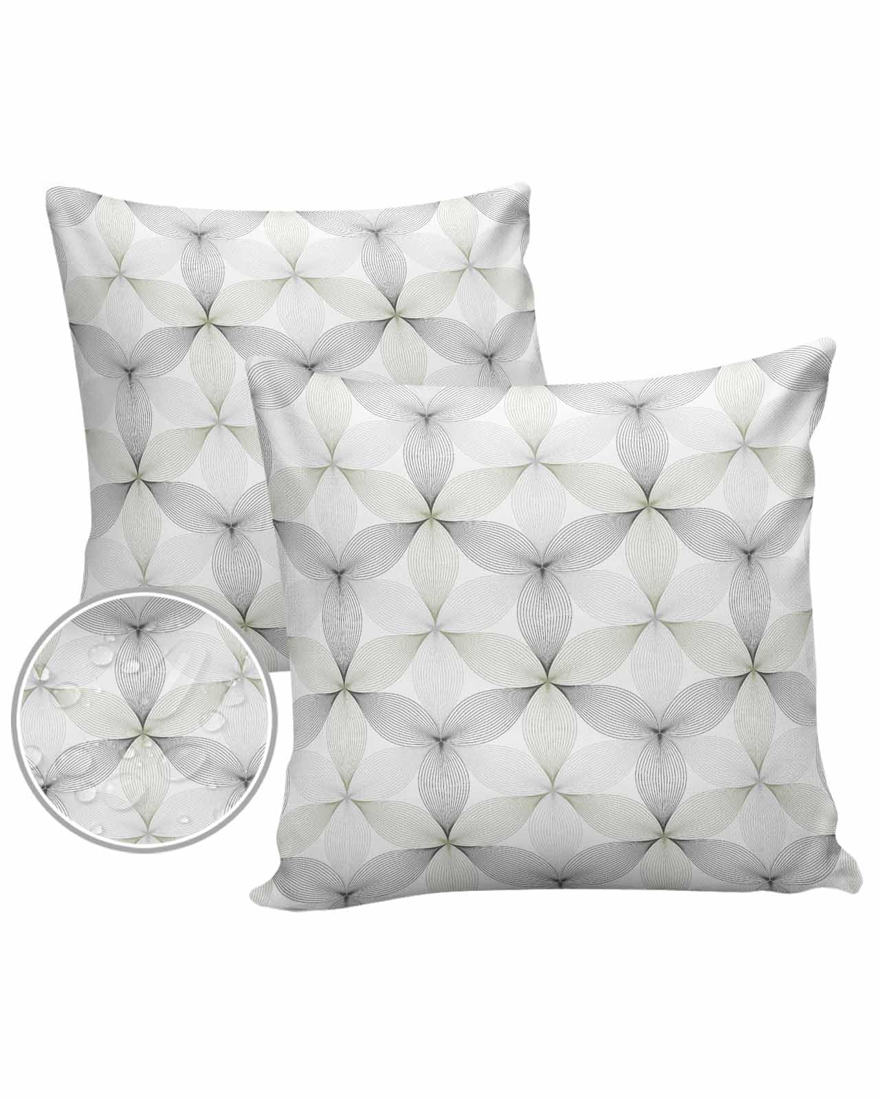 Edwiinsa Geometric Sage Outdoor Pillow Covers Waterproof,All Weather Cushion Case Set of 2 Decorative Pillowcases for Sofa Couch Bed Decor Patio Furniture 16