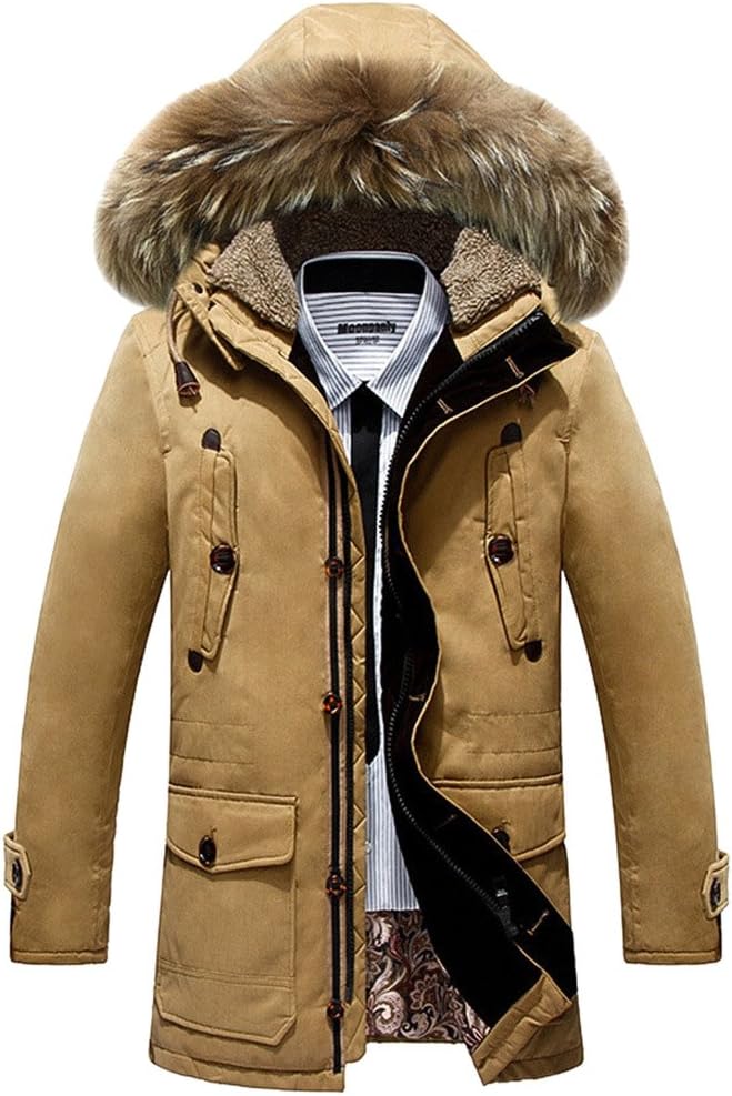 Geval Men Winter Down Coat Fur Hood Cold Weather Down