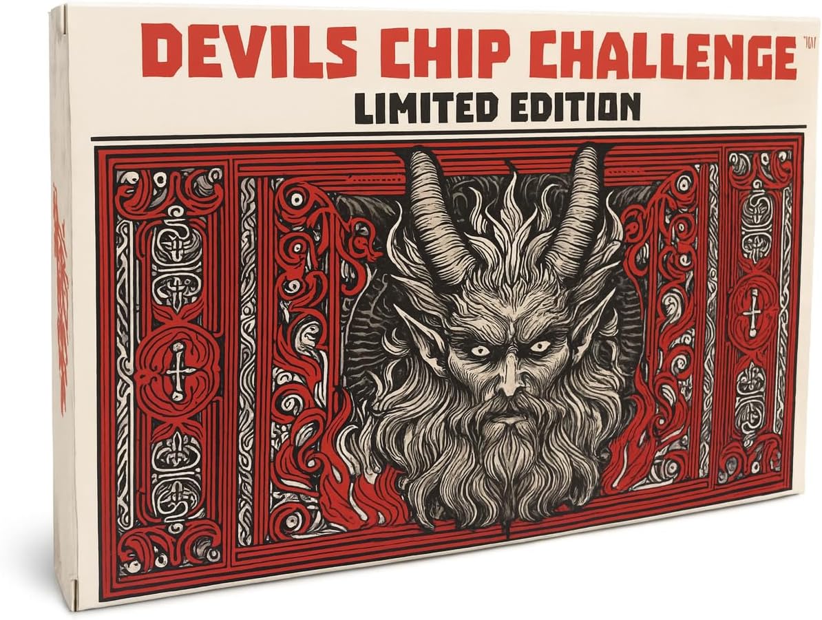 – 10PC Devil’s Chip Challenge Gift Box – Ultra Hot Carolina Reaper Chip. World’s hottest tortilla chip challenge, a vegan spicy snack, party entertainment, Halloween games, and spicy food lovers. (10)