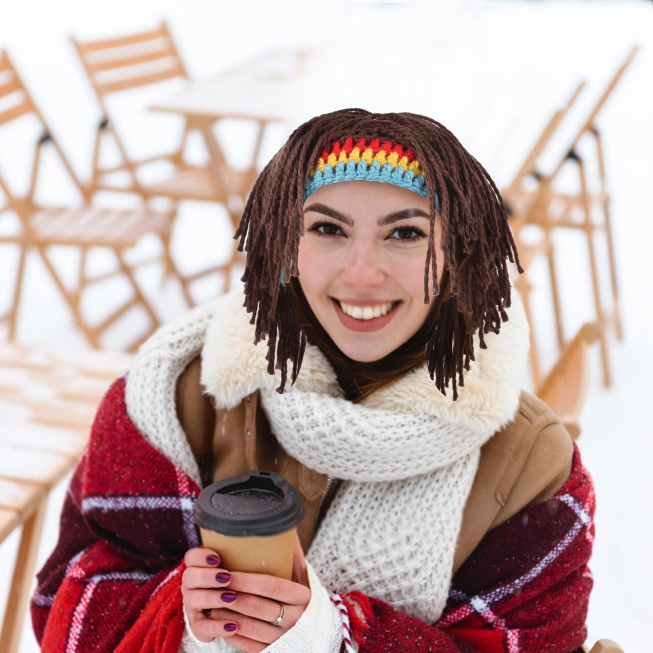 3stücke Weird Wig Hat Lustige Gestrickte Mütze Mit Regenbogenperücke Warm Und Einladend Für Männer Und Frauen Für Partys Und Besondere Anlässe