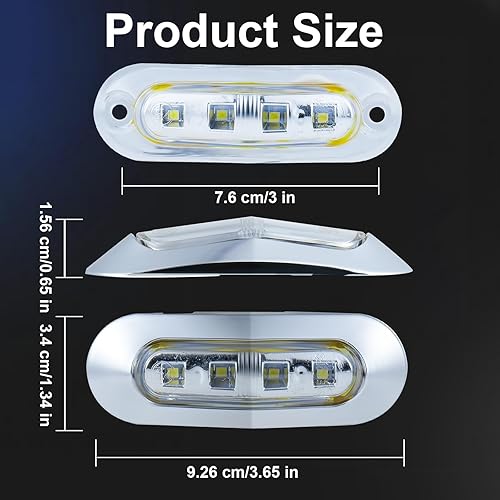 Miniatura 5 de PSDRIQQ Paquete de 20 luces interiores de barco marino de 3.7 pulgadas, 4 luces LED DC12-24V impermeables de cortesía, cubierta de popa de popa,