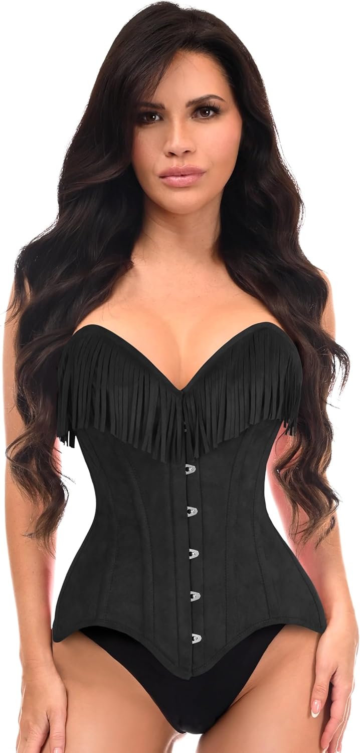 Daisy corsets womens Daisy Corsets Womens Black Suede Steel Boned Corset Bustier Top Western & Plus Size - Image 4