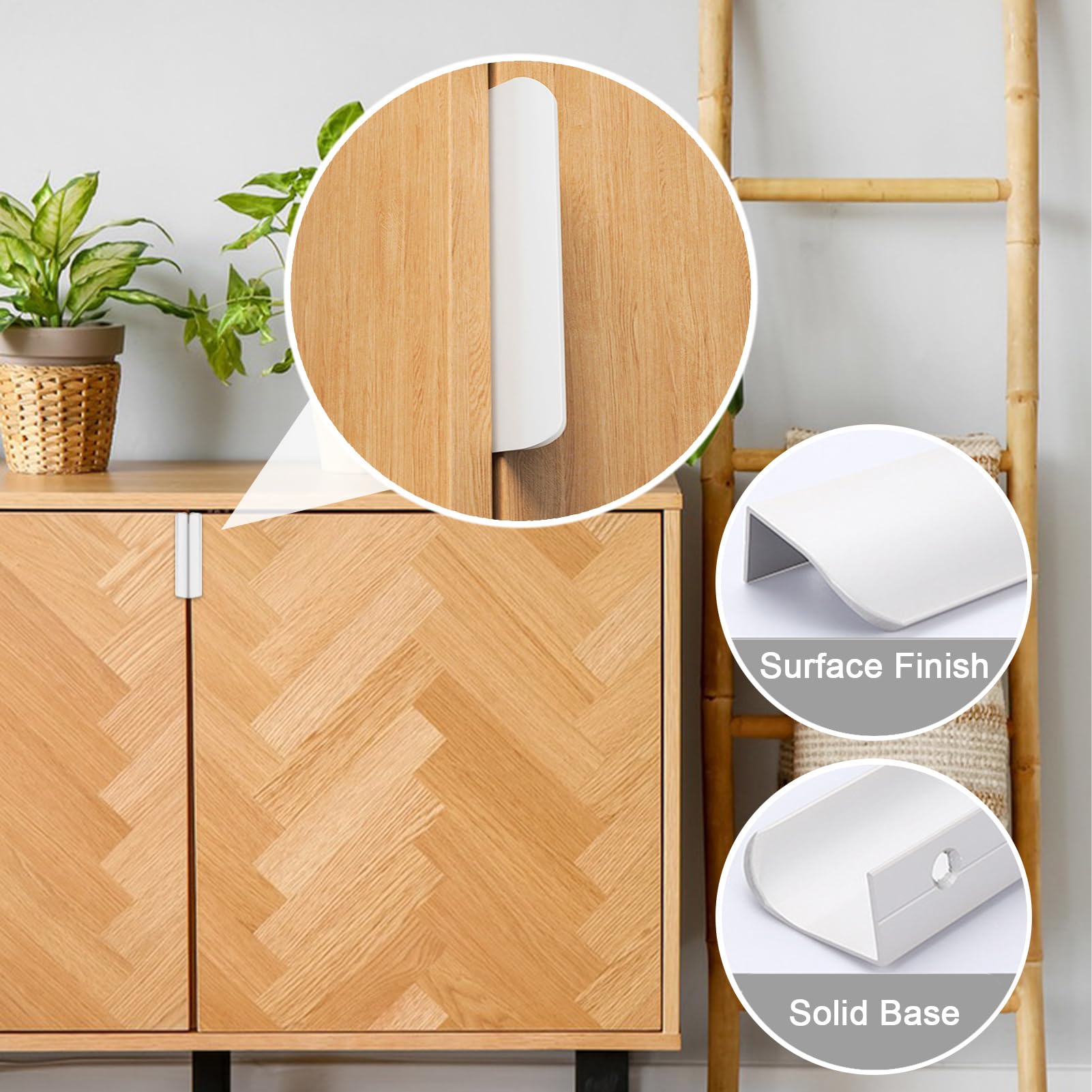 6 Pezzi Maniglie per Mobili 80 mm,per Mobili Moderni con 12 Viti Cassetti Maniglia per Mobili,Armadio Nascoste Maniglie da Incasso Cucina per Casa,Cassetti,Armadi-Bianco
