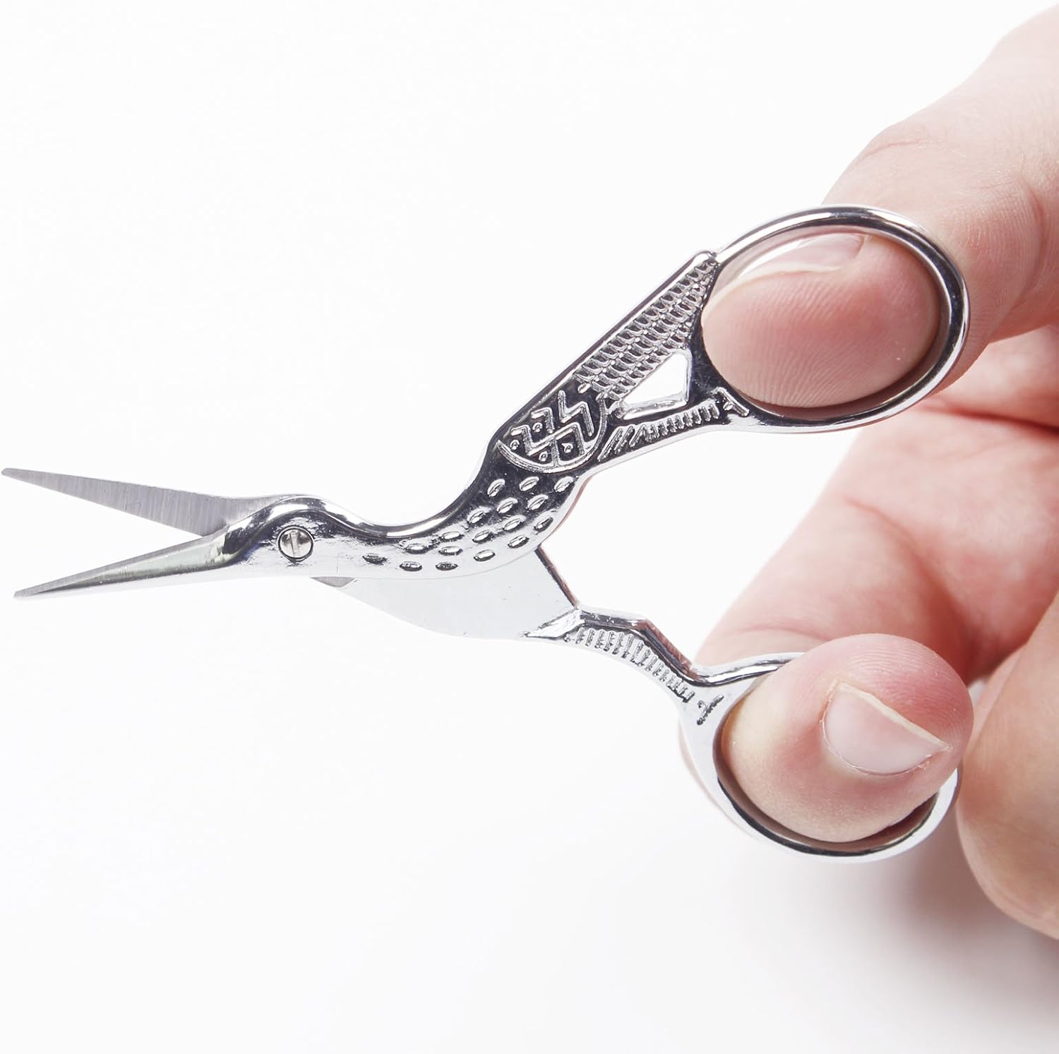 BIHRTC 3.6" Silver Stainless Steel Sharp Tip Classic Stork Scissors Crane Design Sewing Scissors DIY Tools Small Shear for Crafting,Embroidery,Needle Work, Art Work & Everyday Use